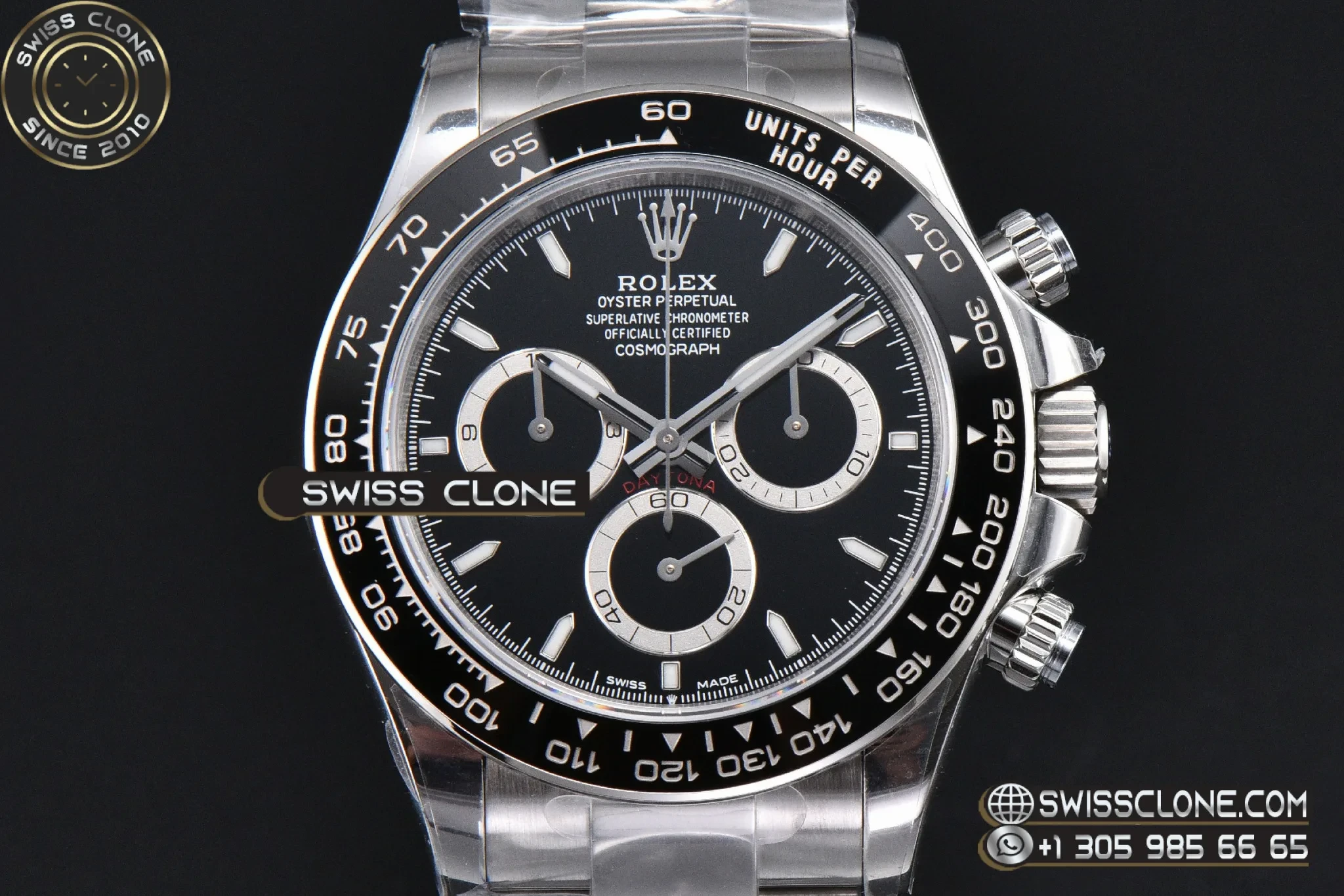 Rolex Daytona 126500 40mm Black Dial 1:1 Super Clone - Dial Macro Close-Up