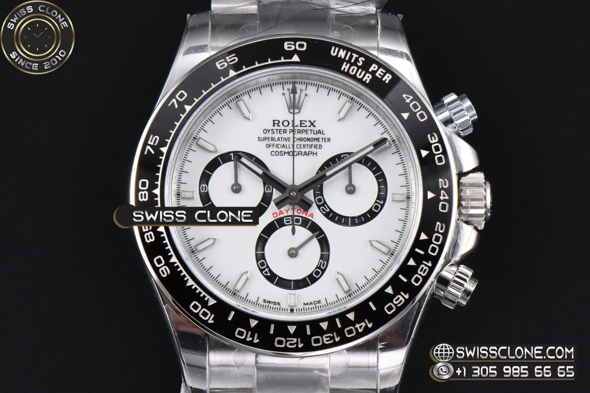 Rolex Daytona 126500 Panda 40mm UFO 904L White Dial 1:1 Super Clone - Dial Macro Close-Up