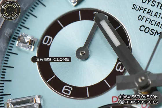 Rolex Daytona 126506 40mm UFO 904L Ice Blue Crystal Dial Diamond Markers Braclet UF4131(Free Sprung) 1:1 Super Clone - Lateral Case Thickness Profile