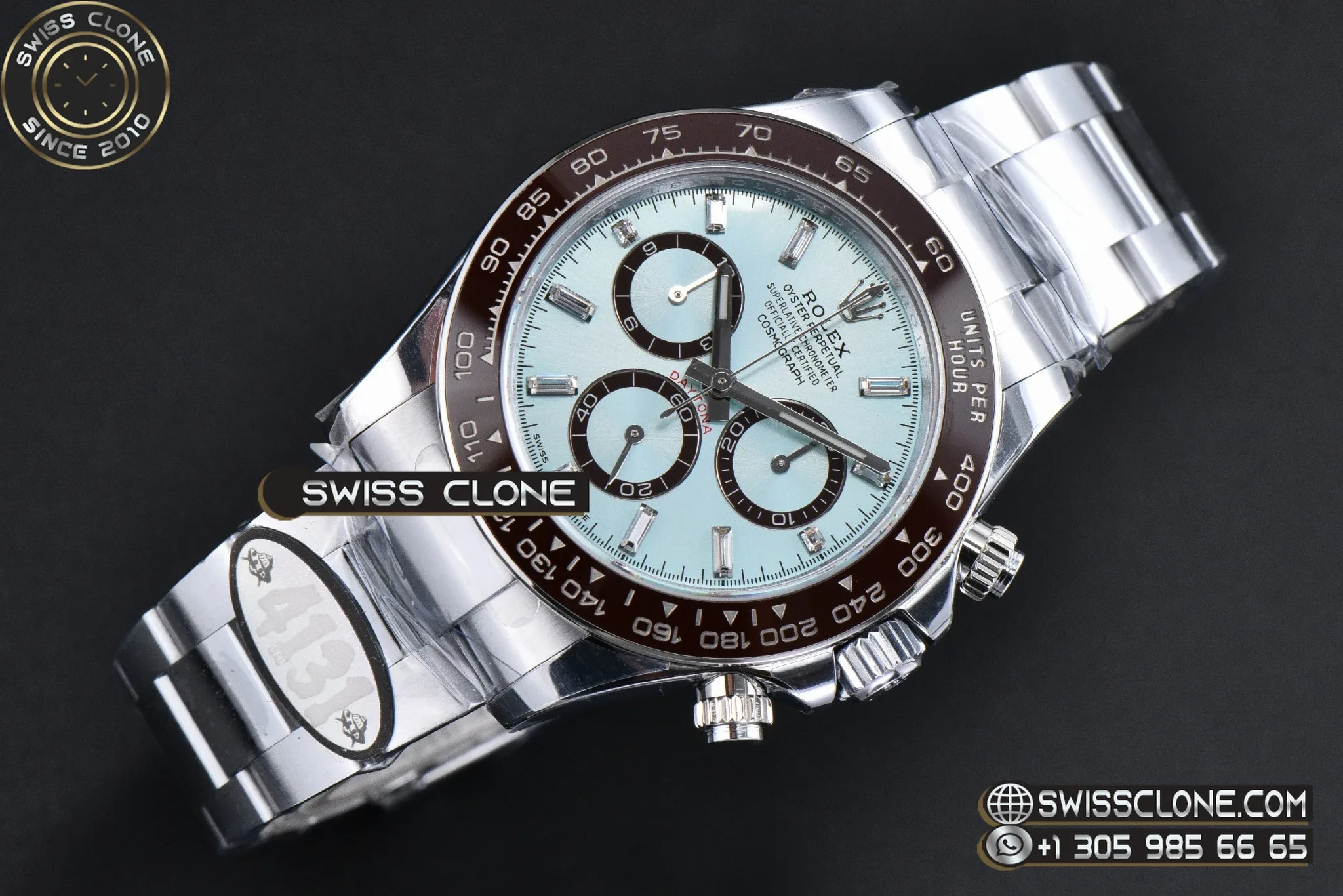 Rolex Daytona 126506 40mm UFO 904L Ice Blue Crystal Dial Diamond Markers Braclet UF4131(Free Sprung) 1:1 Super Clone - Dial Macro Close-Up