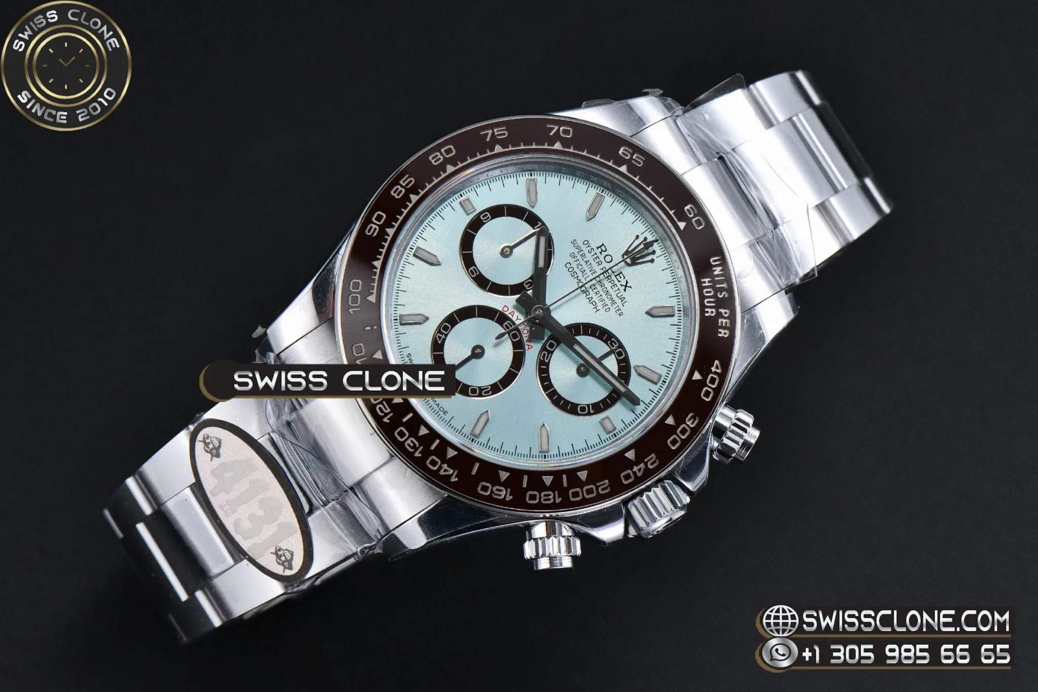 Rolex Daytona 126506 40mm UFO 904L Ice Blue Stick Dial Lume Markers Braclet UF4131(Free Sprung) 1:1 Super Clone - Dial Macro Close-Up