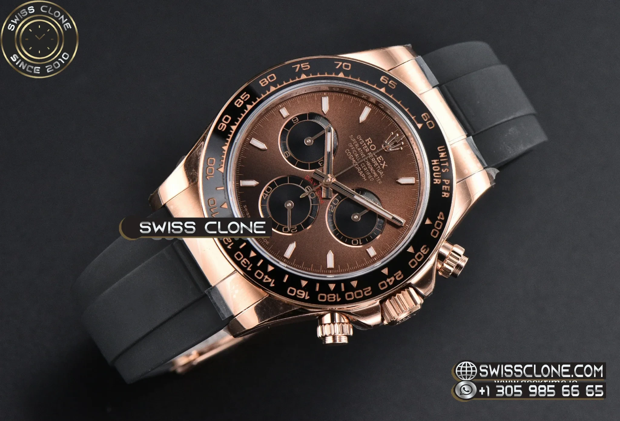 Rolex Daytona 126515 40mm UFO Black Ceramic Bezel Brown Dial Oysterflex UF4131(Free Sprung) 1:1 Super Clone - Bezel & Case Profile