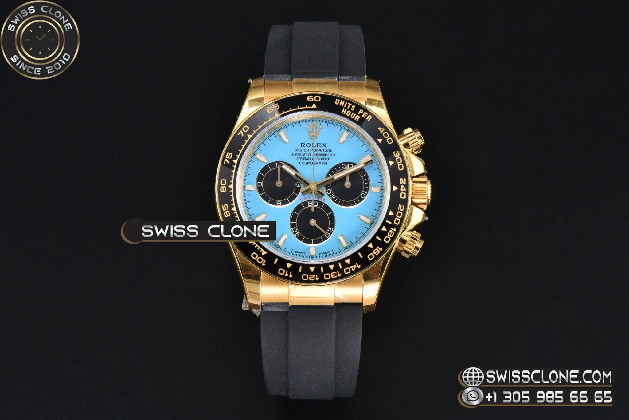Rolex Daytona 126518 40mm UFO Tiffany Blue Dial Black Subdial Oysterflex UF4131(Free Sprung) 1:1 Super Clone - Dial Macro Close-Up