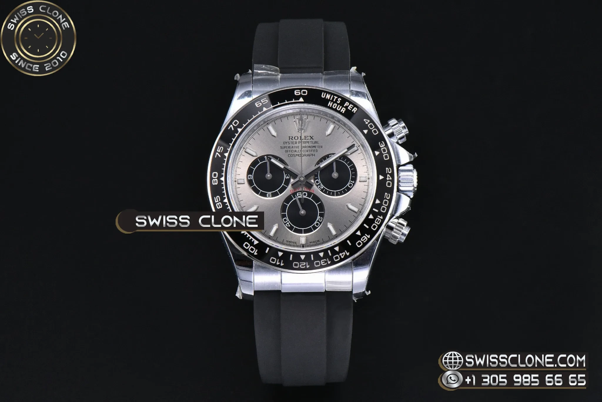 Rolex Daytona 126519 40mm UFO Gray Black Subdial Oysterflex UF4131(Free Sprung) 1:1 Super Clone - Dial Macro Close-Up
