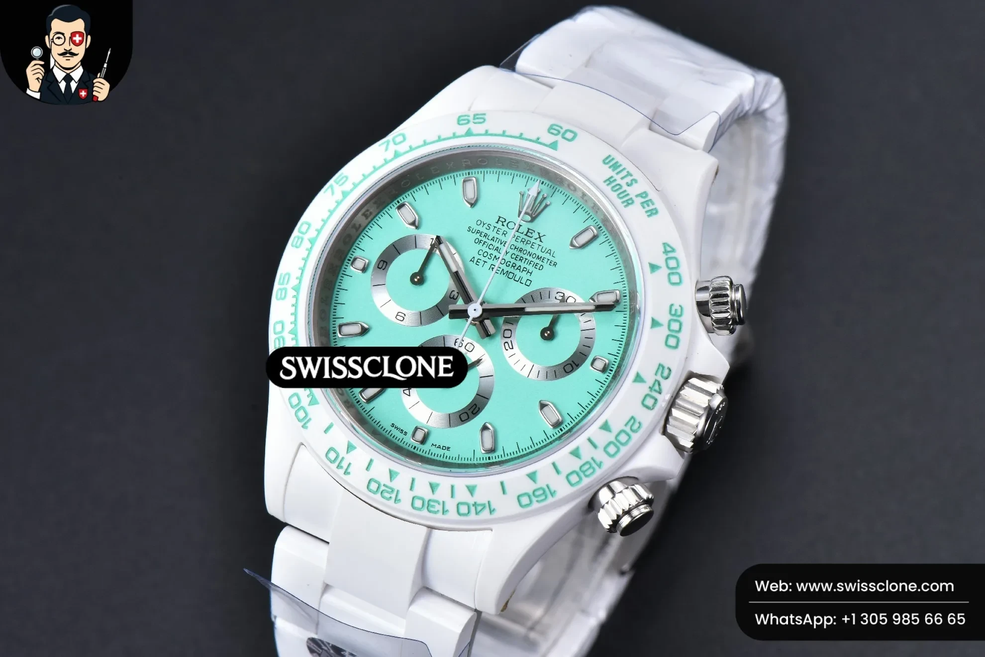 Rolex Daytona AETF White Ceramic Tiffany Dial Ceramic 1:1 Super Clone - Bezel & Case Profile