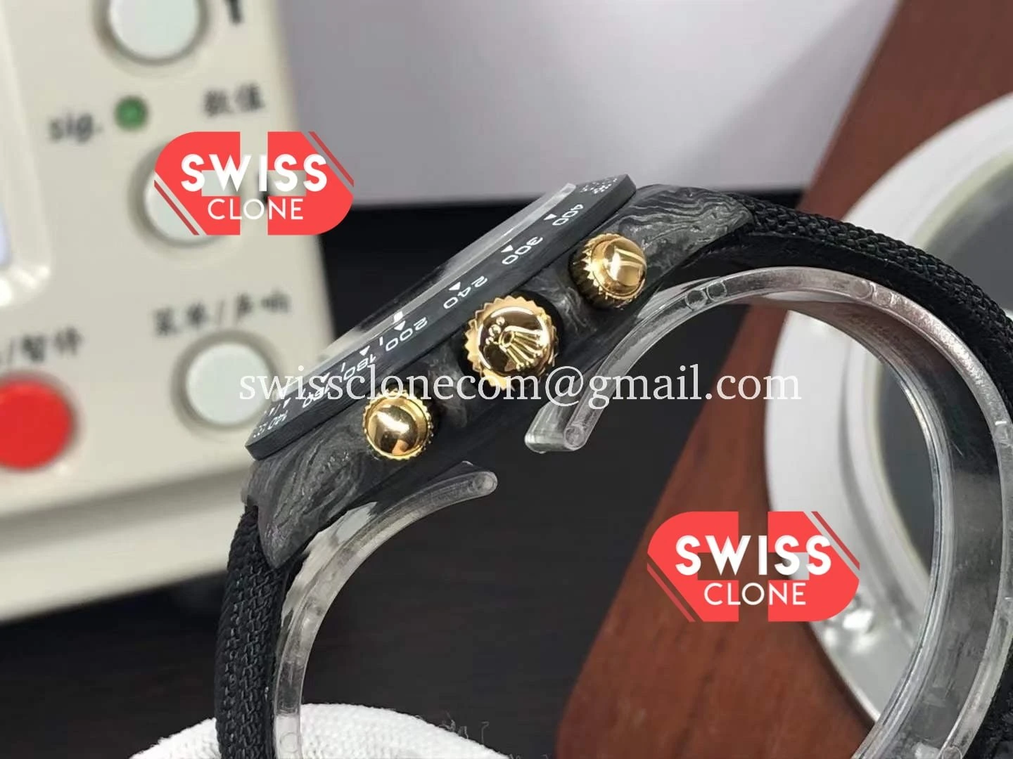 Rolex Daytona DiW Black & Gold Carbon 1:1 Super Clone - Lateral Case Thickness Profile