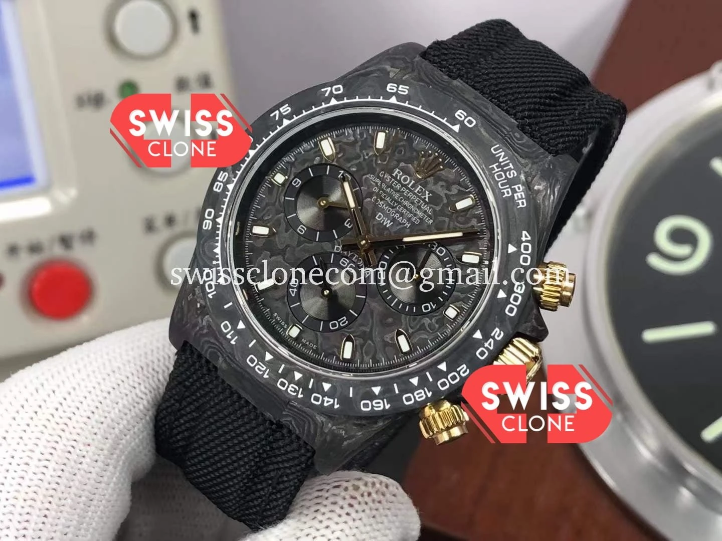 Rolex Daytona DiW Black & Gold Carbon 1:1 Super Clone - Bezel & Case Profile