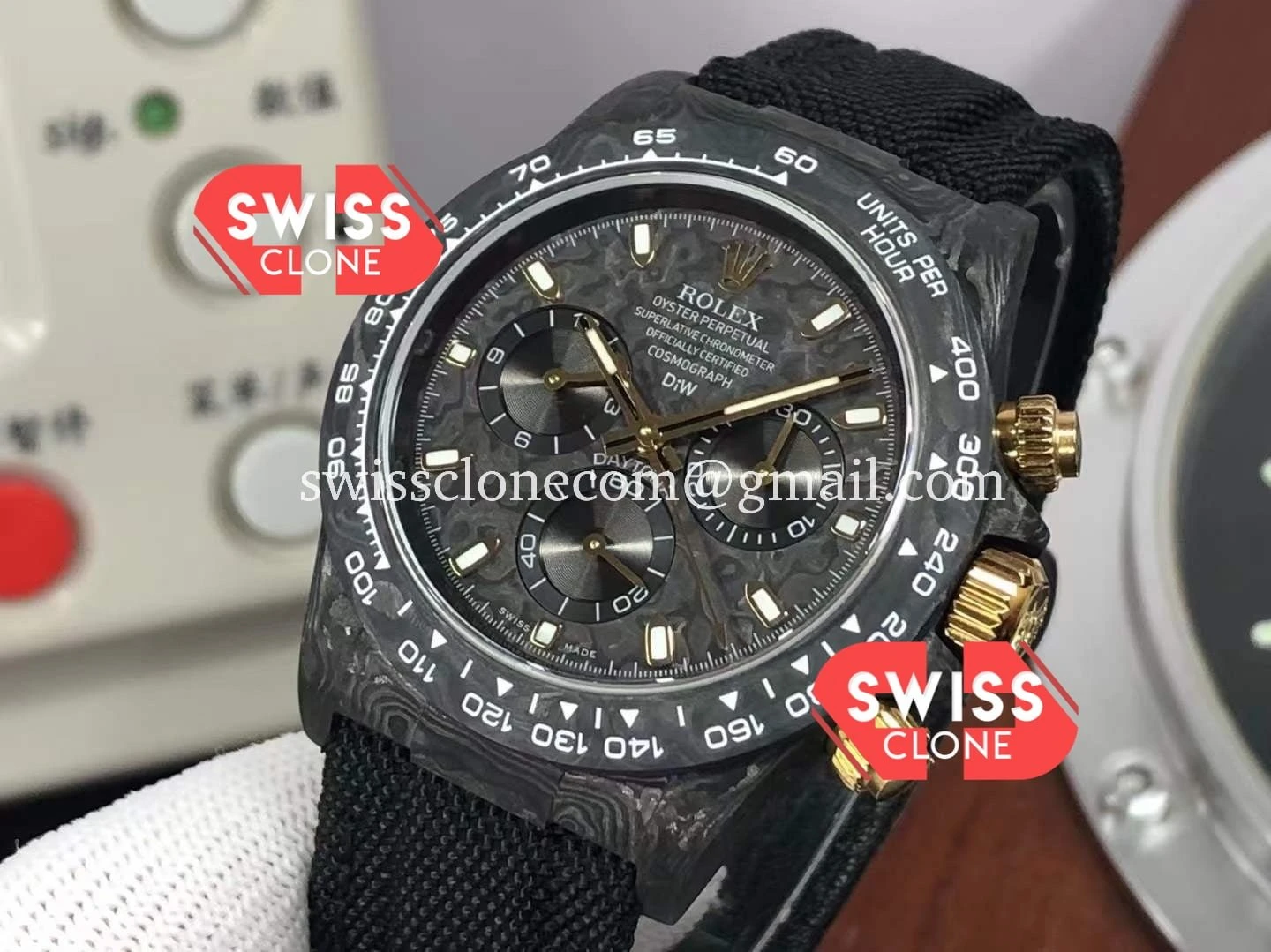 Rolex Daytona DiW Black & Gold Carbon 1:1 Super Clone - Clasp & Bracelet Finishing