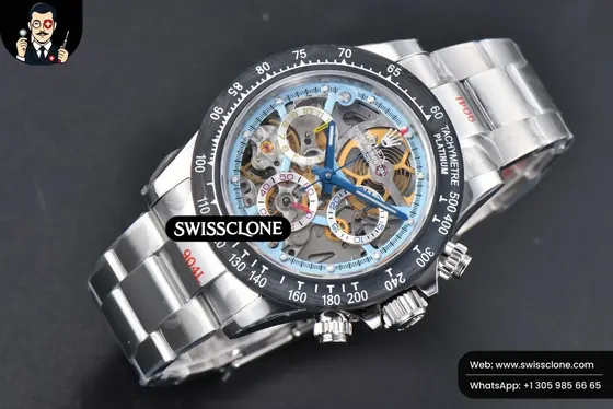 Rolex Daytona Montoya Customized Carbon Filber Colorful Skeleton Dial SS4130 1:1 Super Clone - Bezel & Case Profile