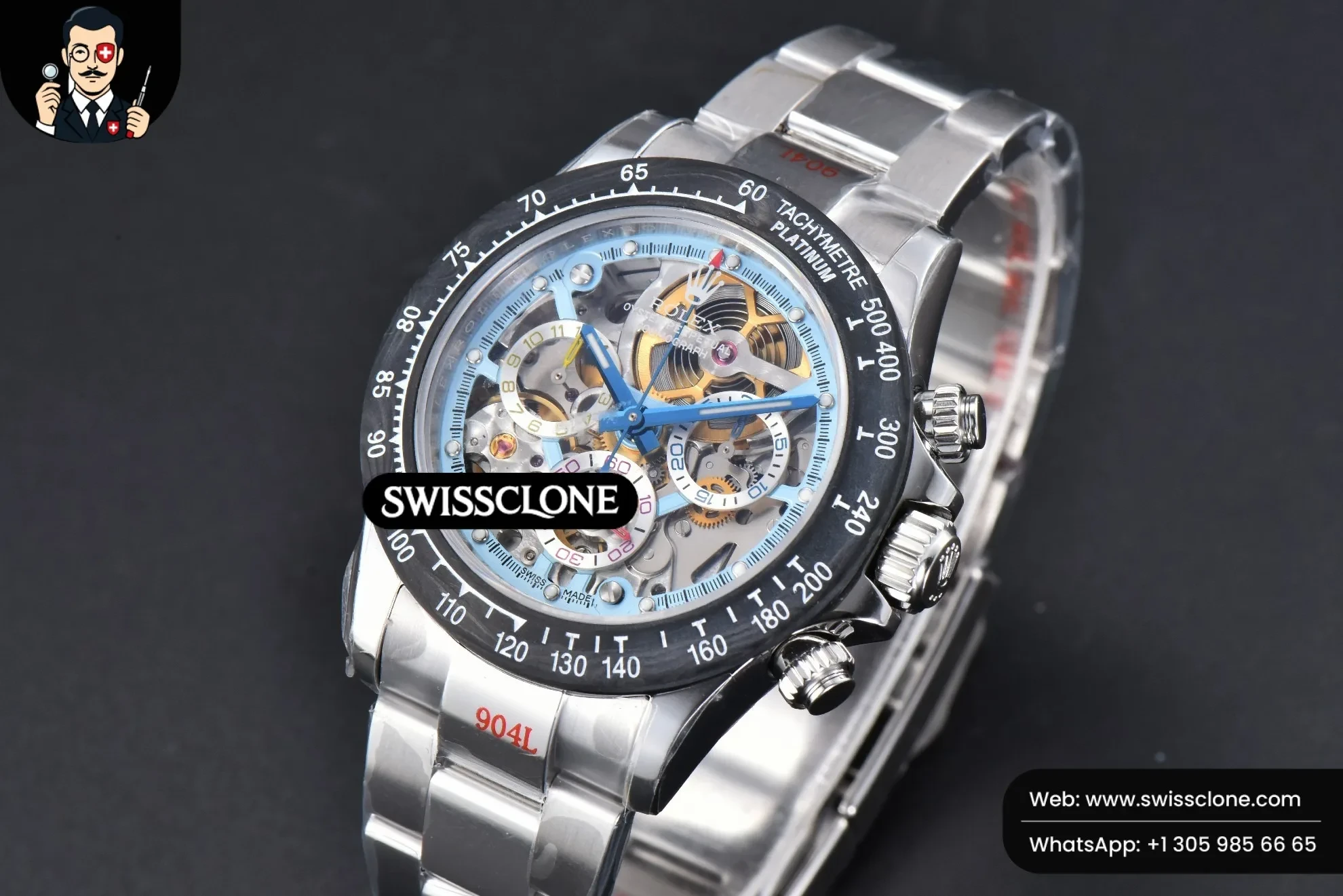 Rolex Daytona Montoya Customized Carbon Filber Colorful Skeleton Dial SS4130 1:1 Super Clone - Clasp & Bracelet Finishing