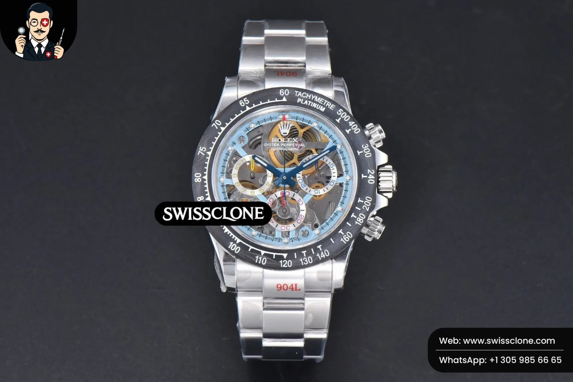 Rolex Daytona Montoya Customized Carbon Filber Colorful Skeleton Dial SS4130 1:1 Super Clone - Dial Macro Close-Up
