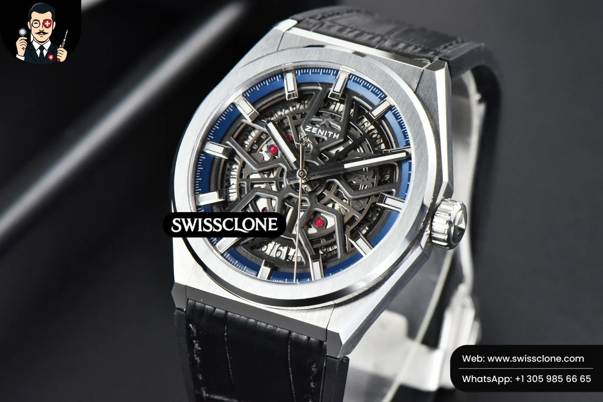Rolex Defy Classic LF 41mm Skeleton Blue Dial Blue Gummy 1:1 Super Clone - Bezel & Case Profile
