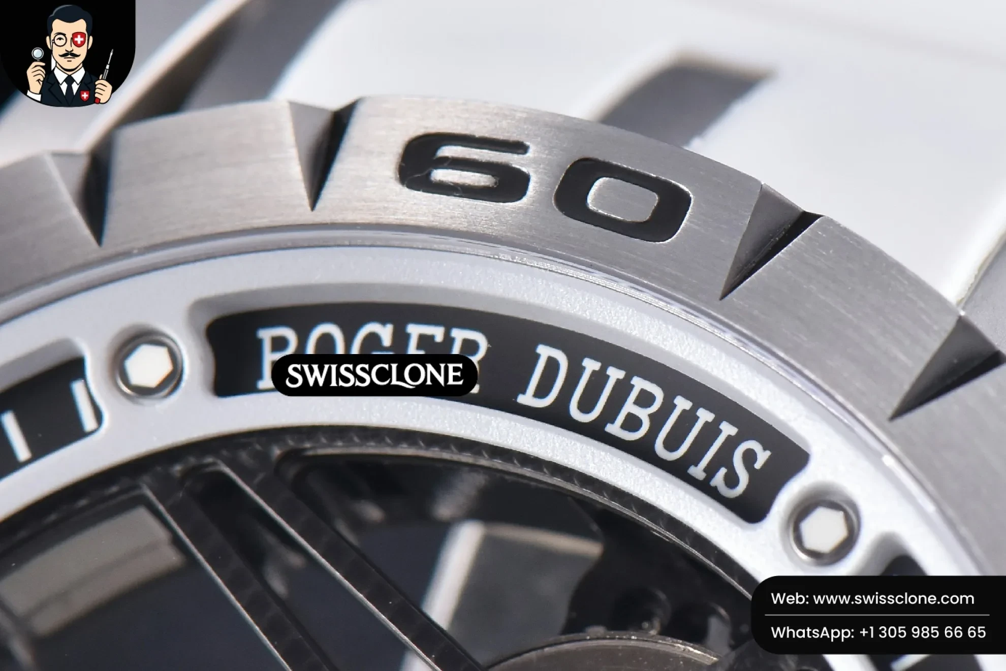 Rolex Excalibur Sports Tourbillon Titanium JBF 46mm Skeleton Dial Black Crown White Rubber 1:1 Super Clone - Caseback & Cloned Calibre Movement
