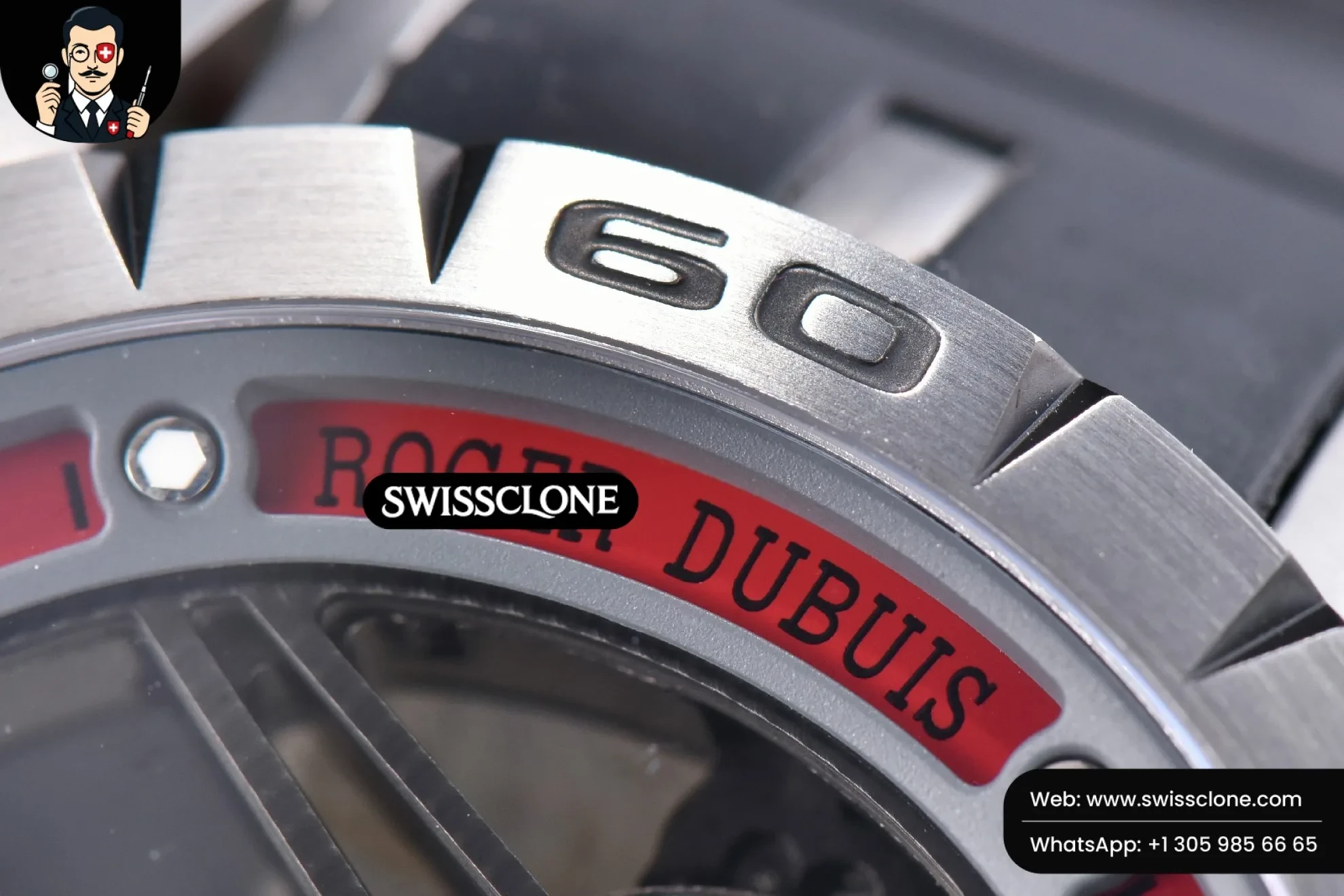 Rolex Excalibur Sports Tourbillon Titanium JBF 46mm Skeleton Dial Red Crown Black Rubber 1:1 Super Clone - Clasp & Bracelet Finishing