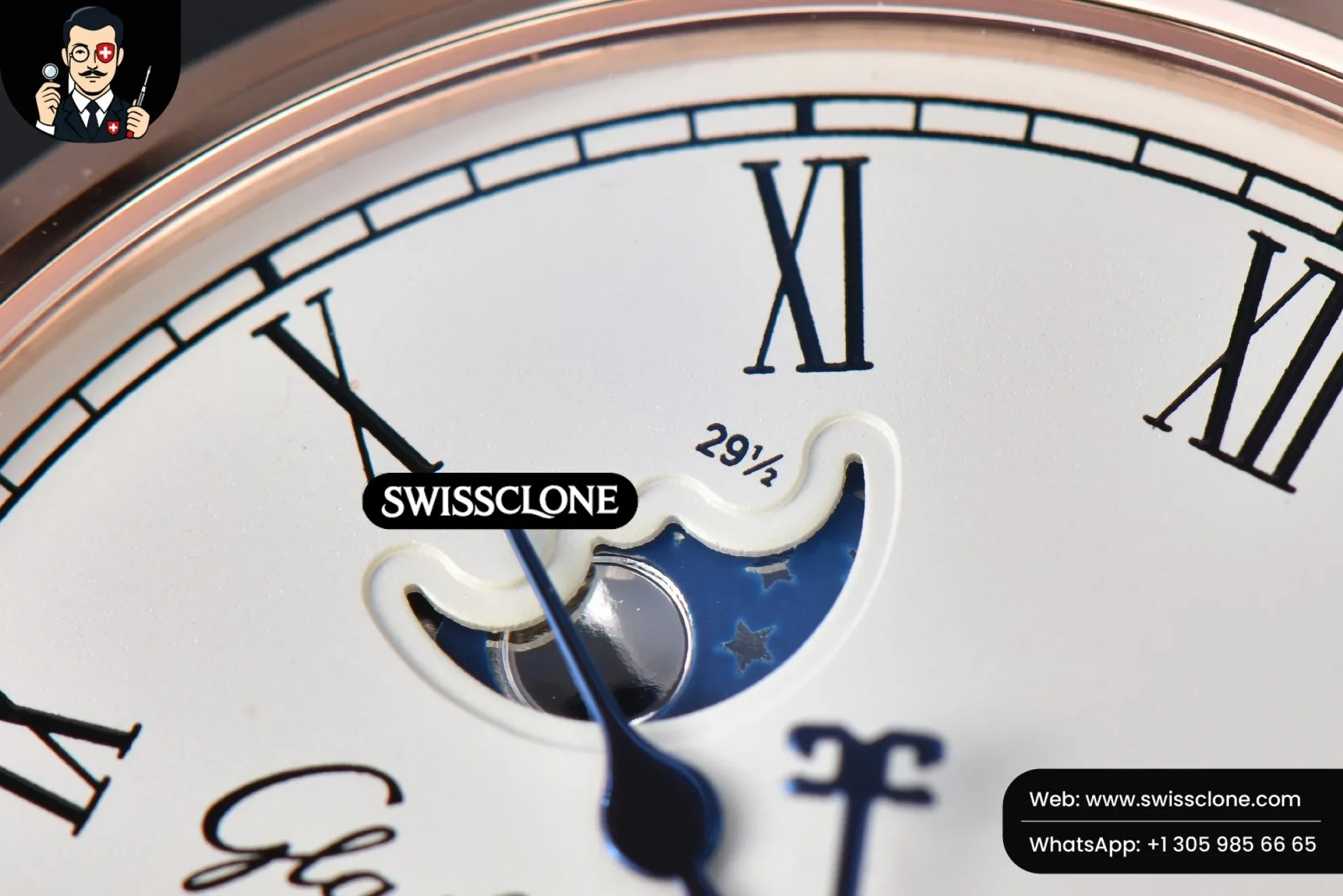 Rolex Excellence Panorama V9F 40mm Date Moonphase White Dial Brown Leather 1:1 Super Clone - Clasp & Bracelet Finishing