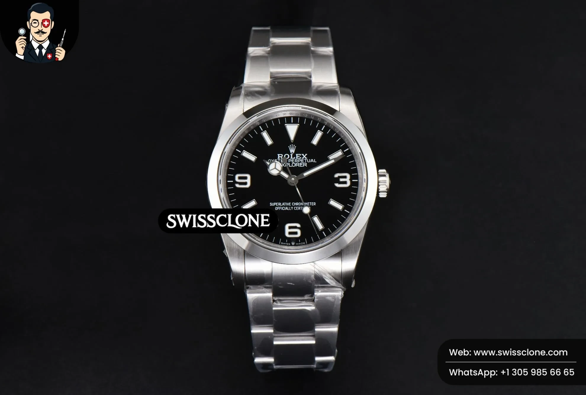 Rolex Explorer 124273 36mm 316L Black Dial VR3230 1:1 Super Clone - Dial Macro Close-Up