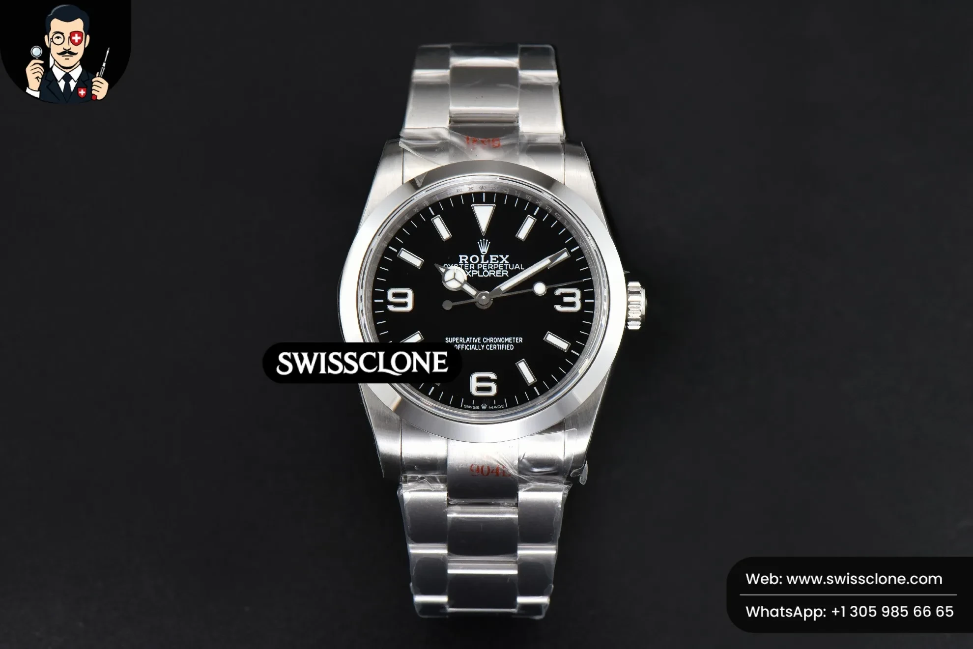 Rolex Explorer 124273 36mm 904L Black Dial VR3230 1:1 Super Clone - Dial Macro Close-Up