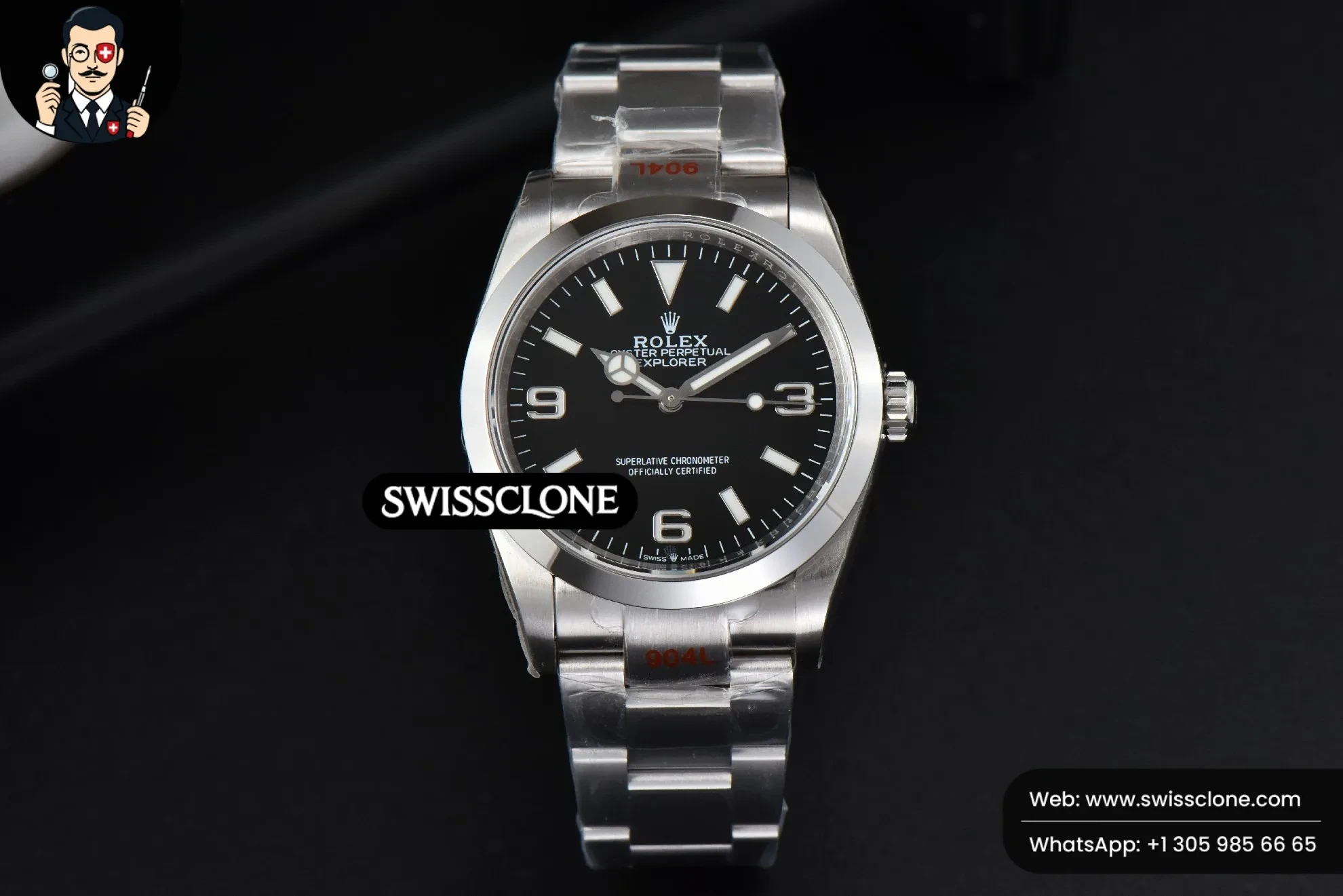 Rolex Explorer I 124270 36mm Black Dial 1:1 Super Clone - Dial Macro Close-Up
