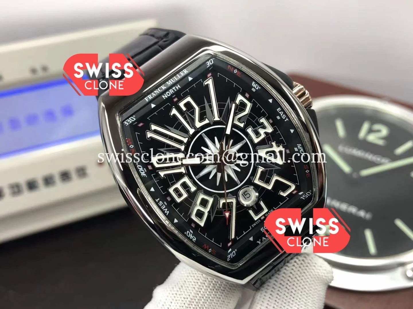 Rolex Franck Muller Vanguard Yachting V45 Steel Black Dial 1:1 Super Clone - Dial Macro Close-Up