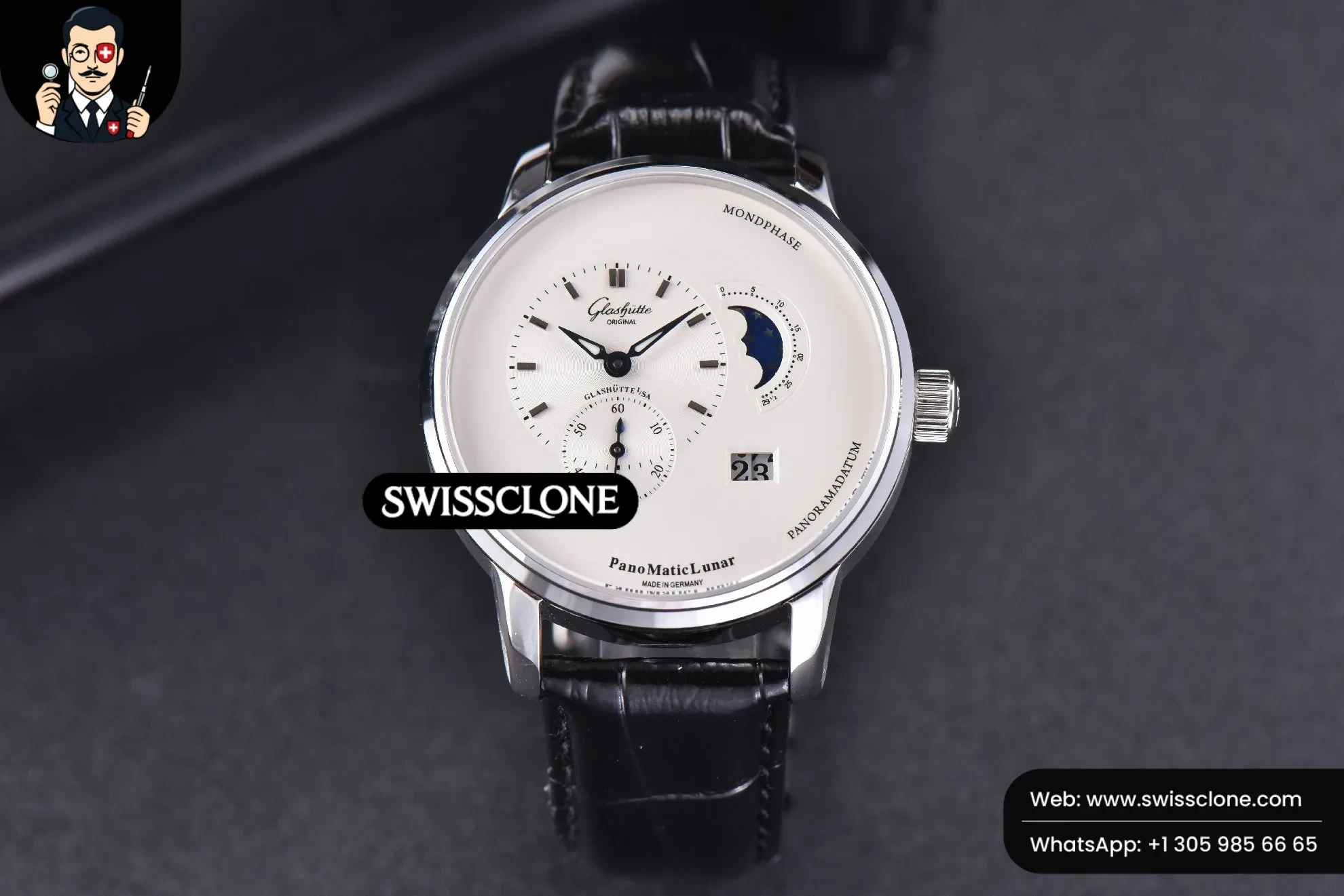 Glashütte Original PanoMatic Lunar TZF 40mm White Dial Black Leather