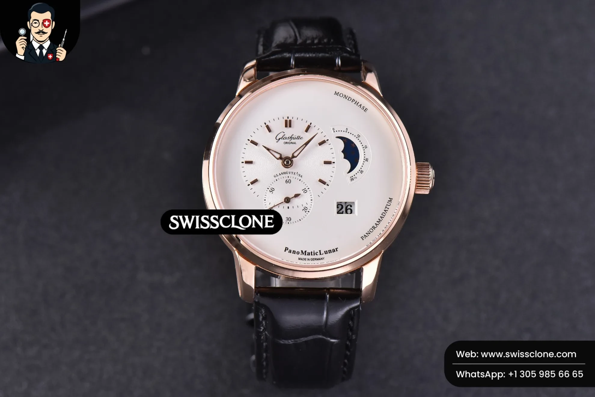 Glashütte Original PanoMatic Lunar TZF 40mm White Dial Black Leather