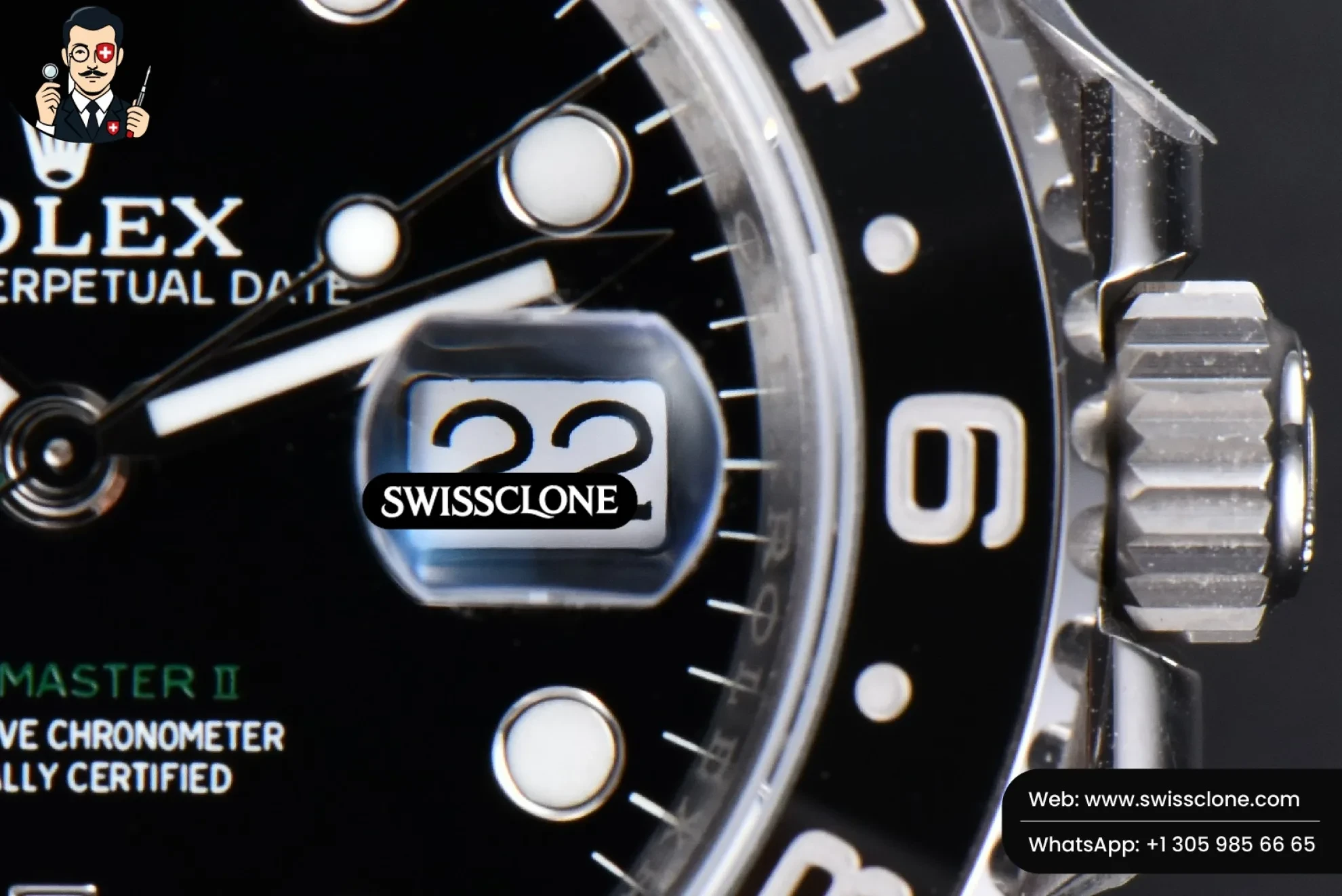 Rolex GMT Master II 116710 LN 904L 40mm KING Oyster VR3186 CHS 1:1 Super Clone - Caseback & Cloned Calibre Movement