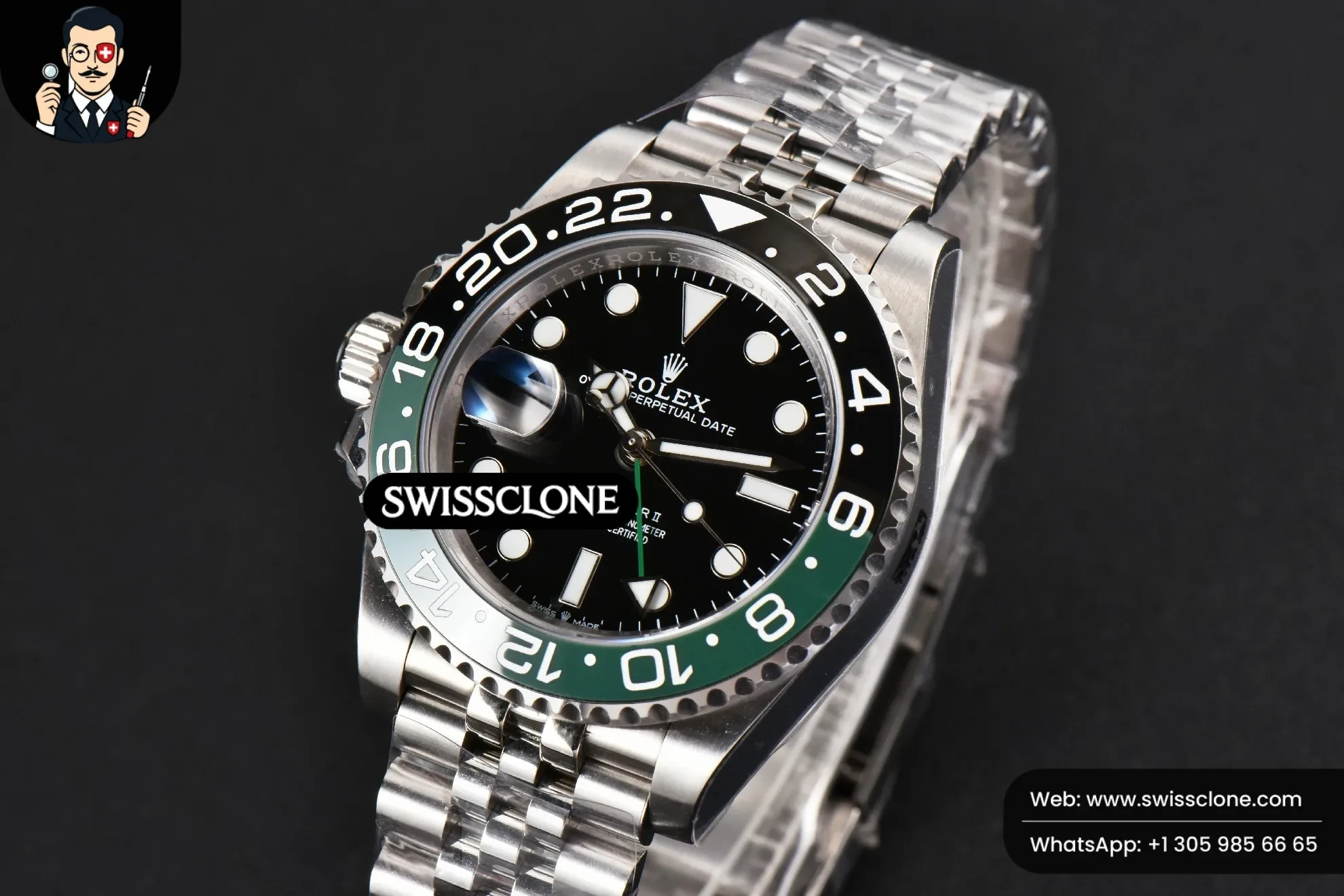 Rolex GMT Master II 126720 VTNR 904L V9F Sprite Black/Green Jubilee SH3285 1:1 Super Clone - Clasp & Bracelet Finishing