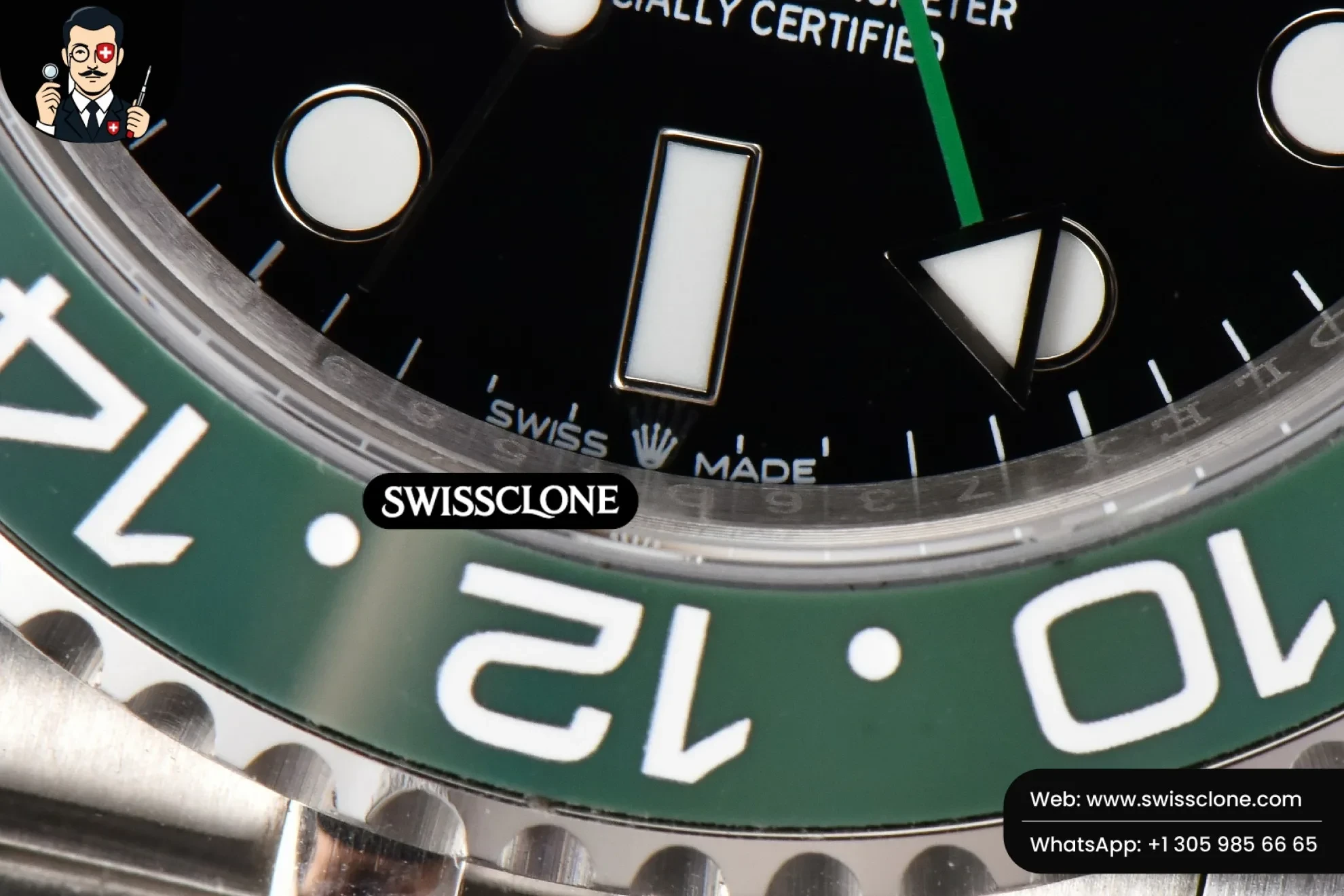 Rolex GMT Master II 126720 VTNR 904L V9F Sprite Black/Green Jubilee SH3285 1:1 Super Clone - On-Wrist Presence View