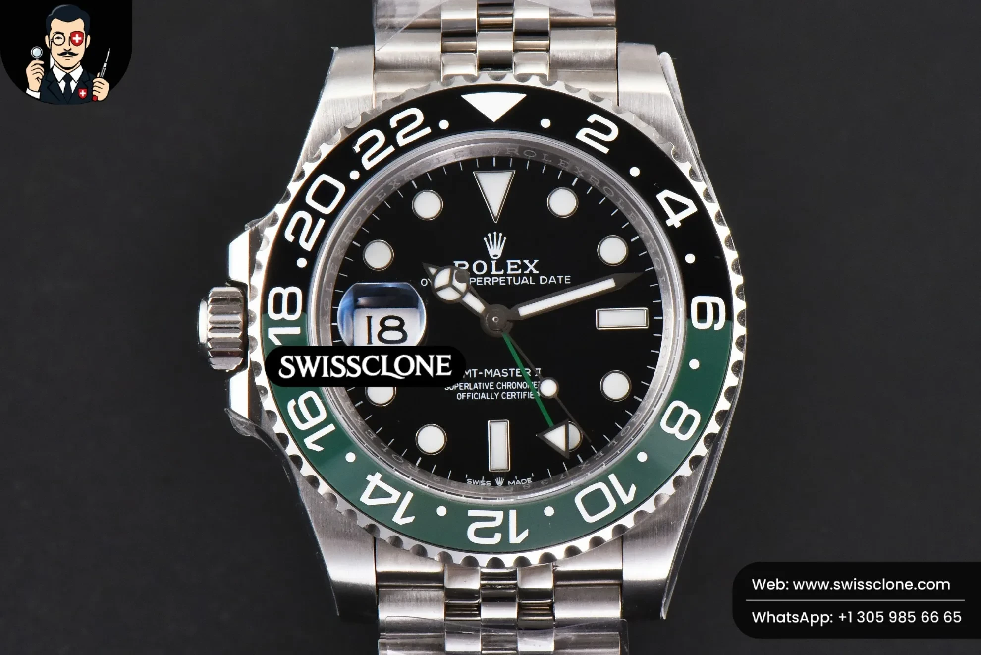 Rolex GMT Master II 126720 VTNR 904L V9F Sprite Black/Green Jubilee SH3285
