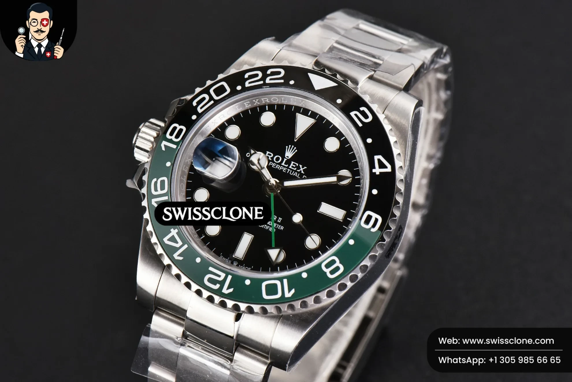 Rolex GMT Master II 126720 VTNR 904L V9F Sprite Black/Green Oyster SH3285 1:1 Super Clone - Clasp & Bracelet Finishing