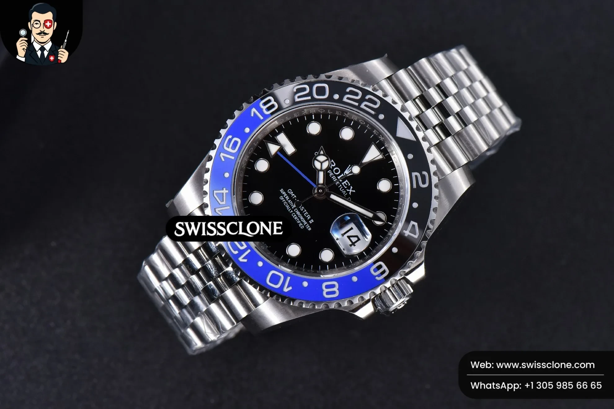 Rolex GMT Master V9F 126710 BLNR Black DIial Jubilee 1:1 Super Clone - Bezel & Case Profile