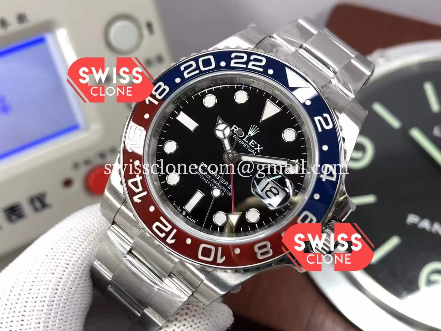 Rolex GMT Masters II 126719BLRO Pepsi Bezel 904L 1:1 Super Clone - Dial Macro Close-Up