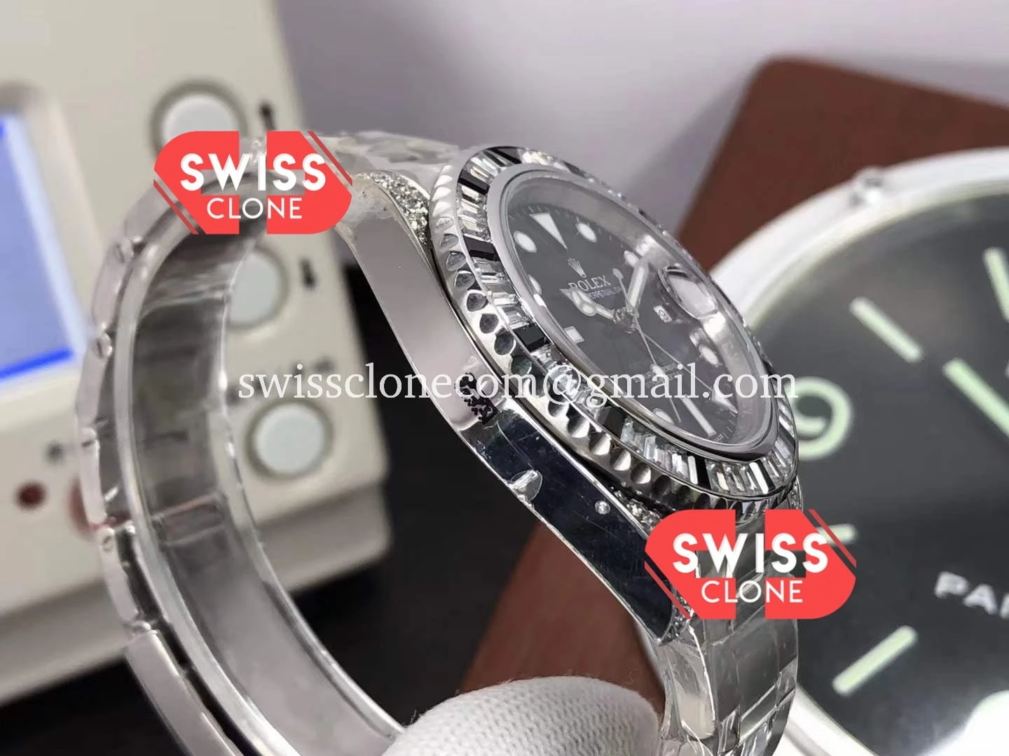 Rolex GMT Masters II Diamonds Bezel in 904L 1:1 Super Clone - Caseback & Cloned Calibre Movement