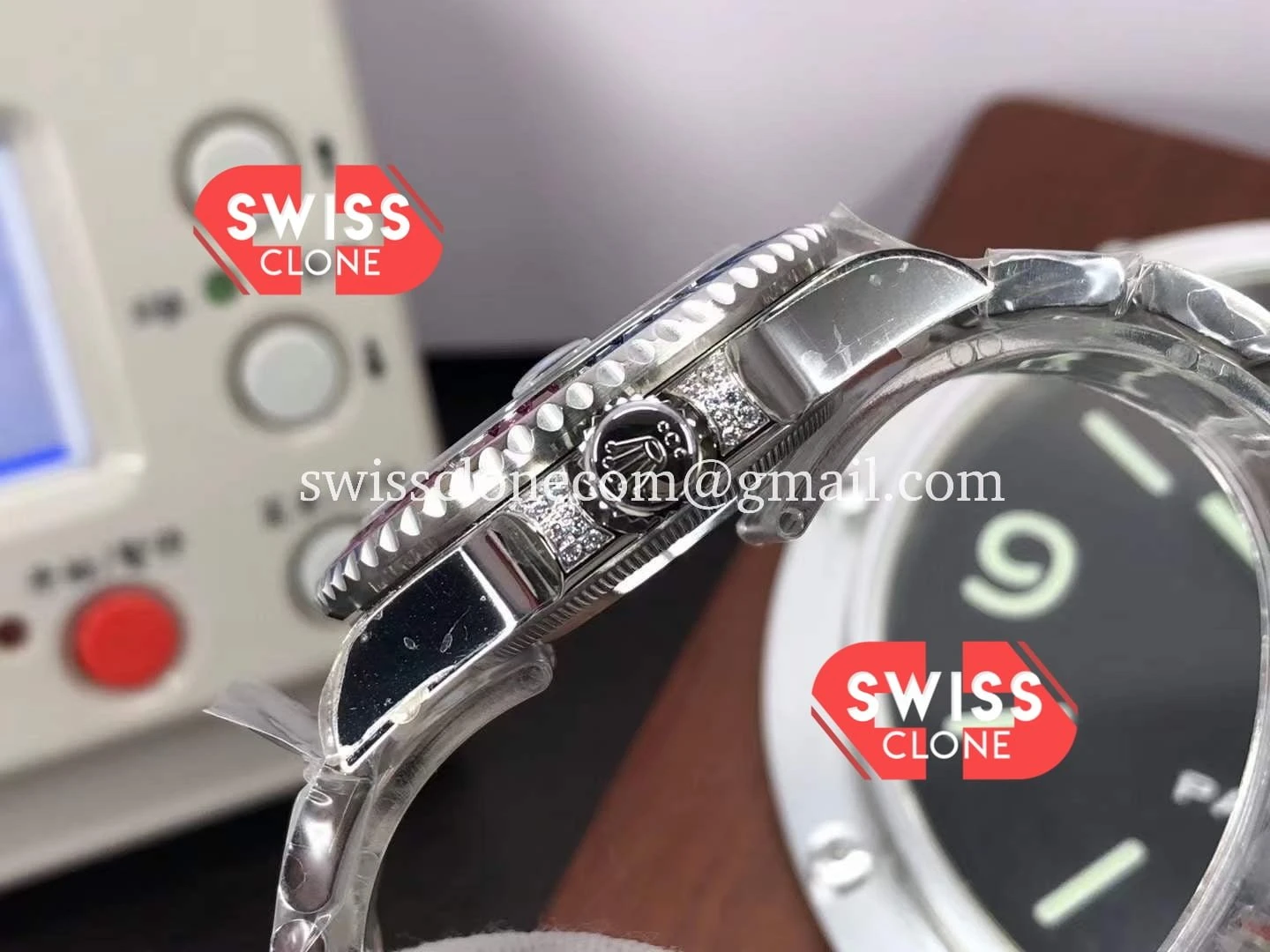 Rolex GMT Masters II Diamonds Watch in 904L Case (SW-21701) 1:1 Super Clone - Crown Guard & Case Thickness Profile