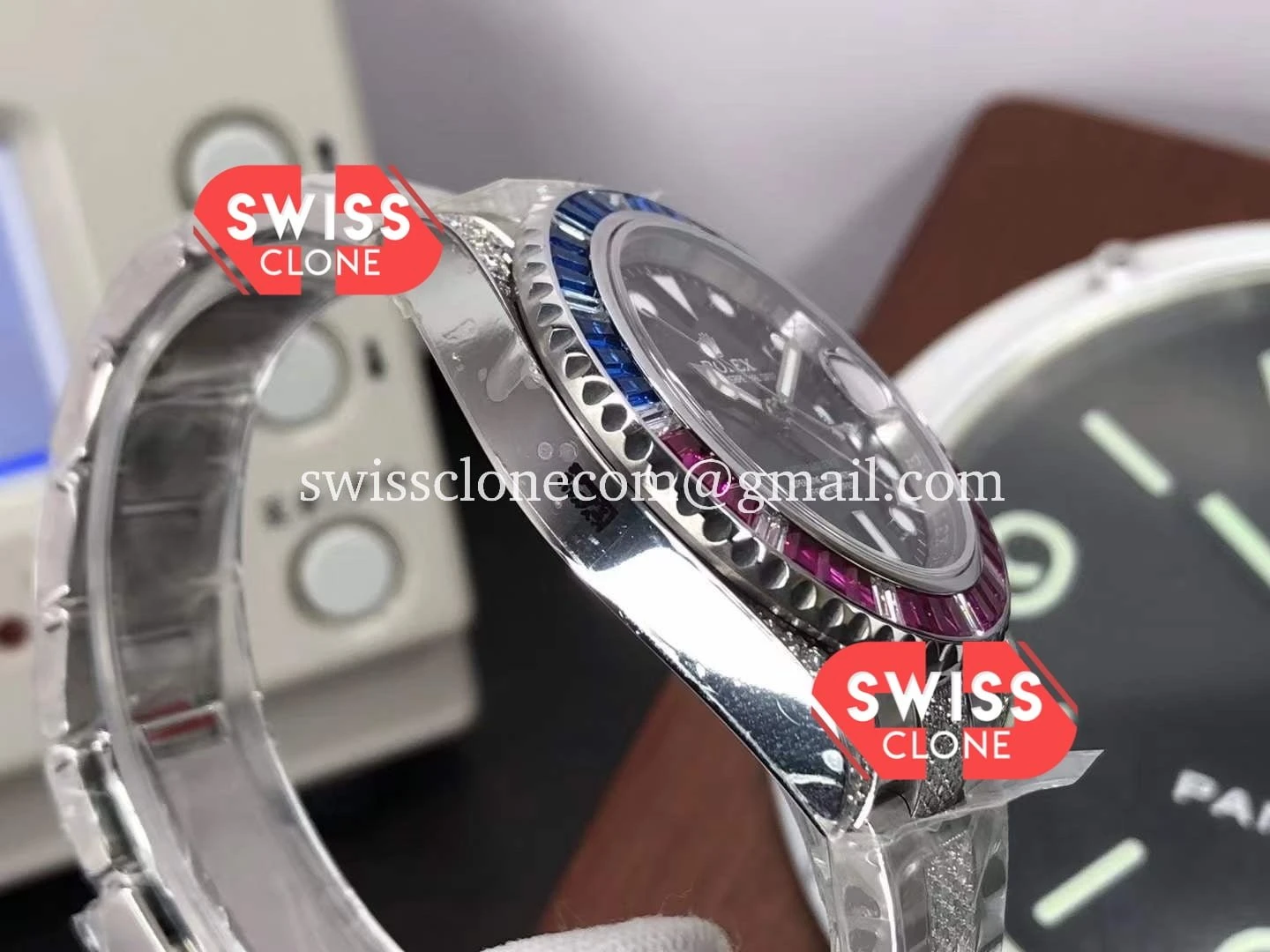 Rolex GMT Masters II Diamonds Watch in 904L Case (SW-21701) 1:1 Super Clone - Caseback & Cloned Calibre Movement