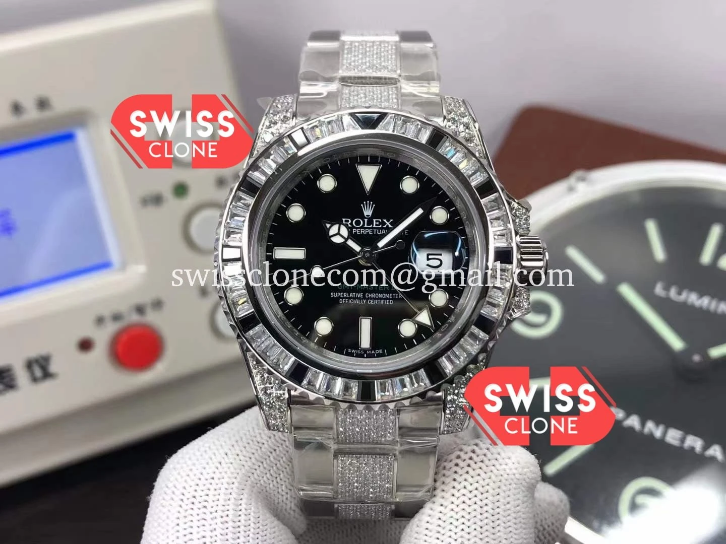 Rolex GMT Masters II Diamonds watch in 904L Case