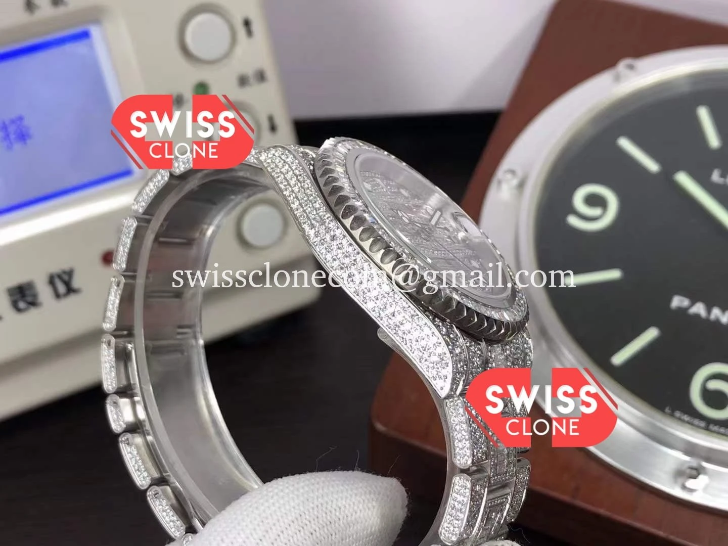Rolex GMT Masters II Full Iced Out 1:1 Super Clone - Caseback & Cloned Calibre Movement