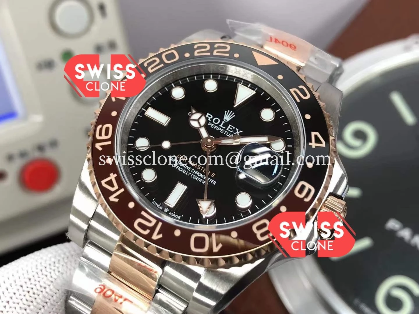 Rolex GMT Masters II M126711CHNR-0002 Everose Two Tone (SW-21363) 1:1 Super Clone - Bezel & Lateral Case Profile