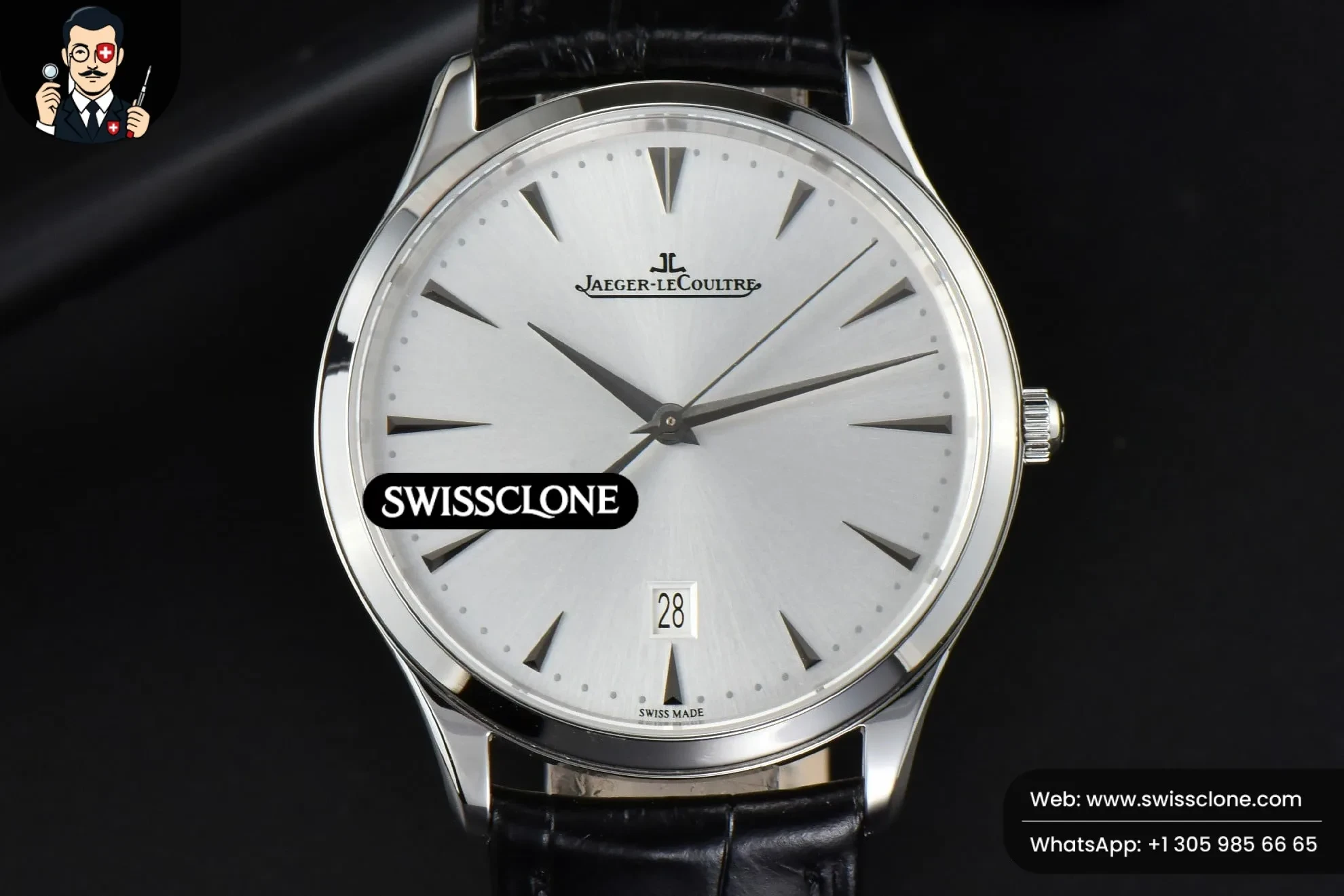 Jaeger-LeCoultre Master Ultra Thin Date 1282510 40mm Silver Dial Black Leather - Image 2