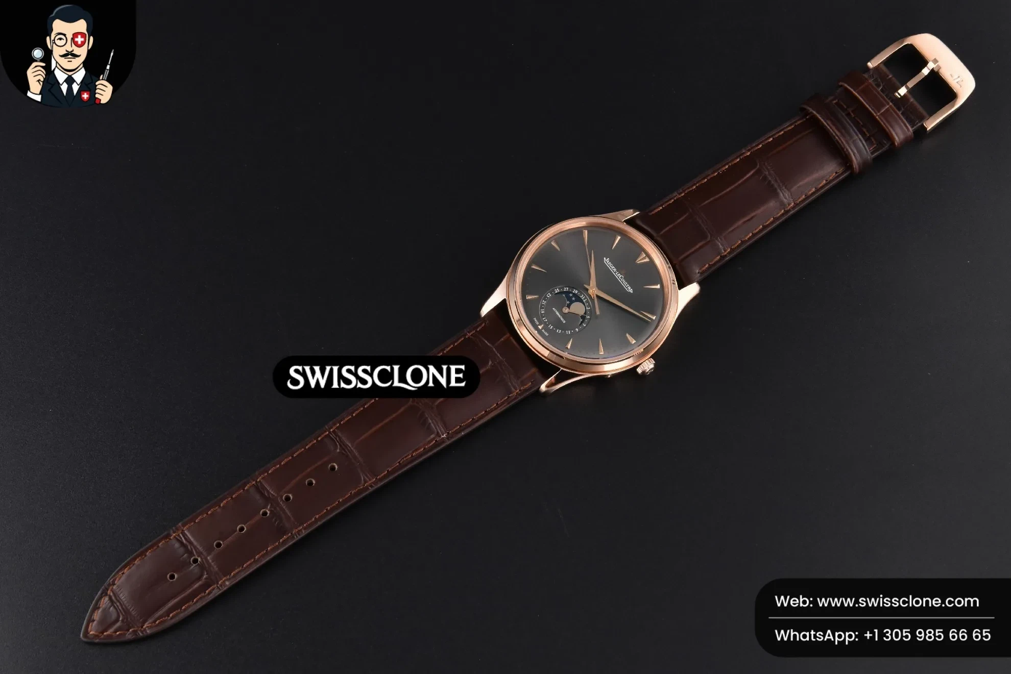 Jaeger-LeCoultre Master Ultra Thin Moonphase 136255J 39mm Gray Dial Brown Leather - Image 2