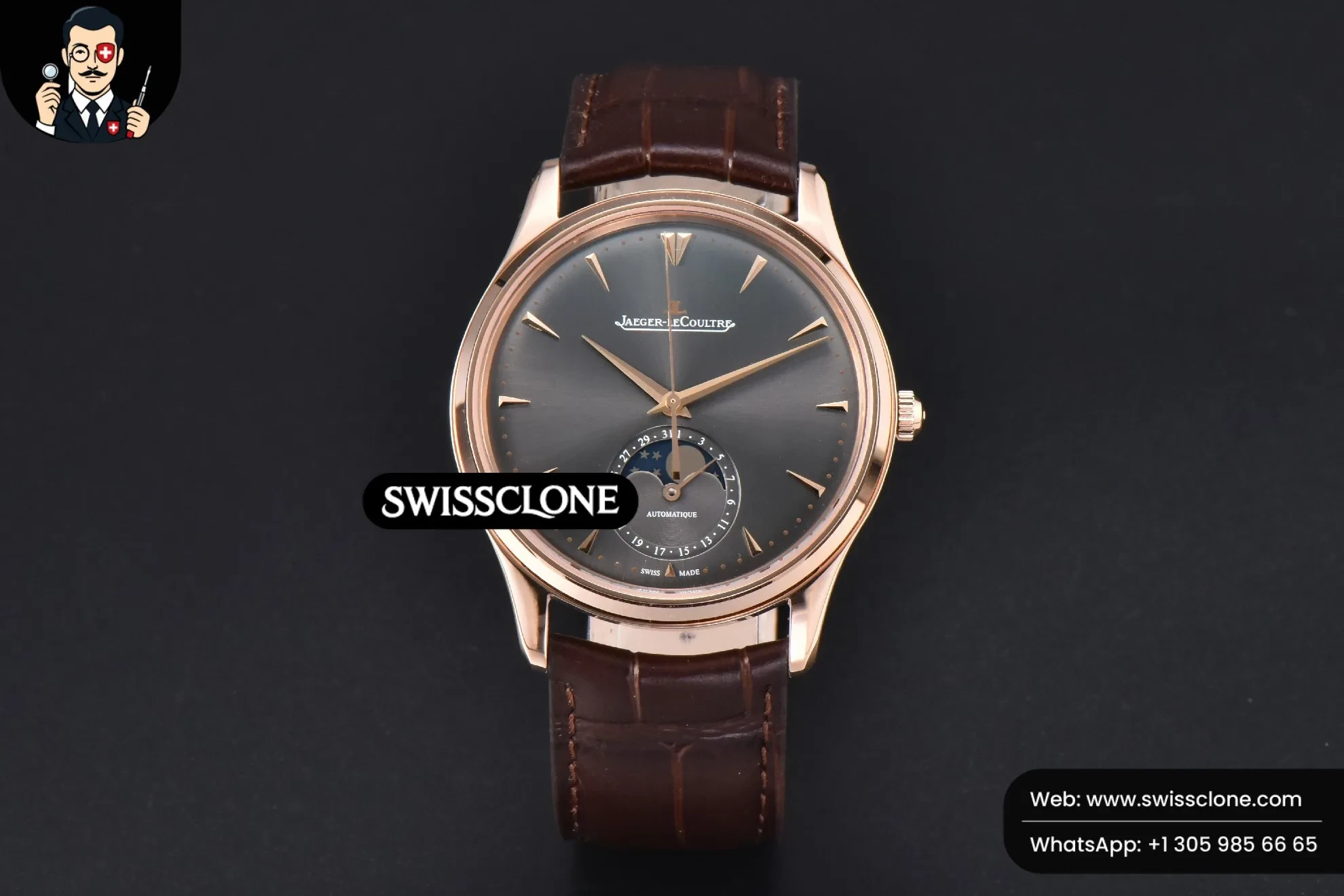 Jaeger-LeCoultre Master Ultra Thin Moonphase 136255J 39mm Gray Dial Brown Leather