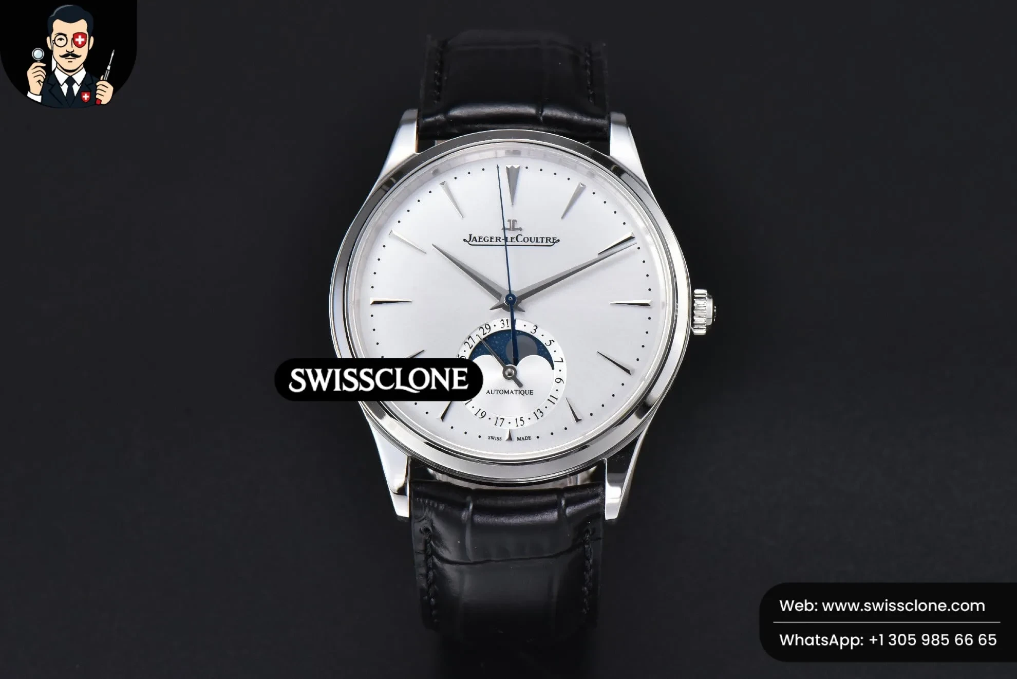 Jaeger-LeCoultre Master Ultra Thin Moonphase 1368430 39mm White Dial Leather
