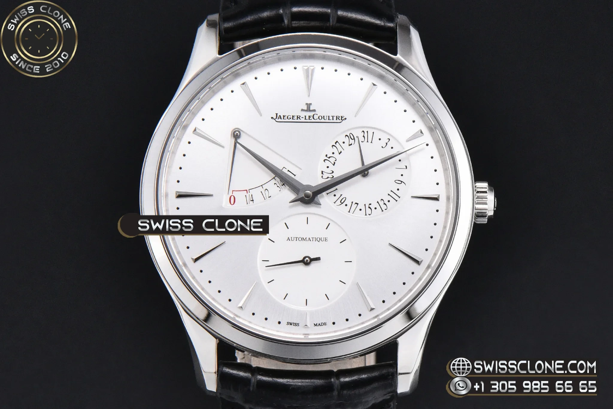 Jaeger-LeCoultre Master Ultra Thin Power Reserve 39mm Silver Dial Black Leather DD938 - Image 2