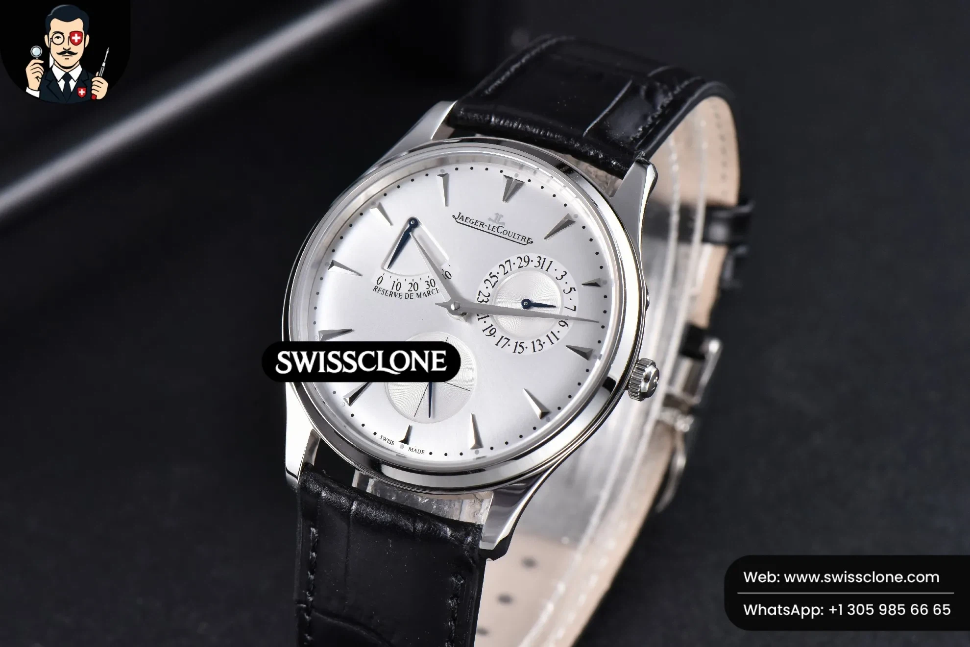 Jaeger-LeCoultre Master Ultra Thin Réserve de Marche 1378420 39mm Silver Dial Black Leather - Image 2