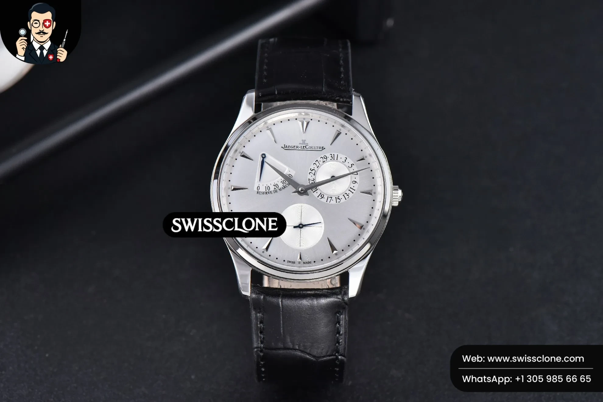 Jaeger-LeCoultre Master Ultra Thin Réserve de Marche 1378420 39mm Silver Dial Black Leather