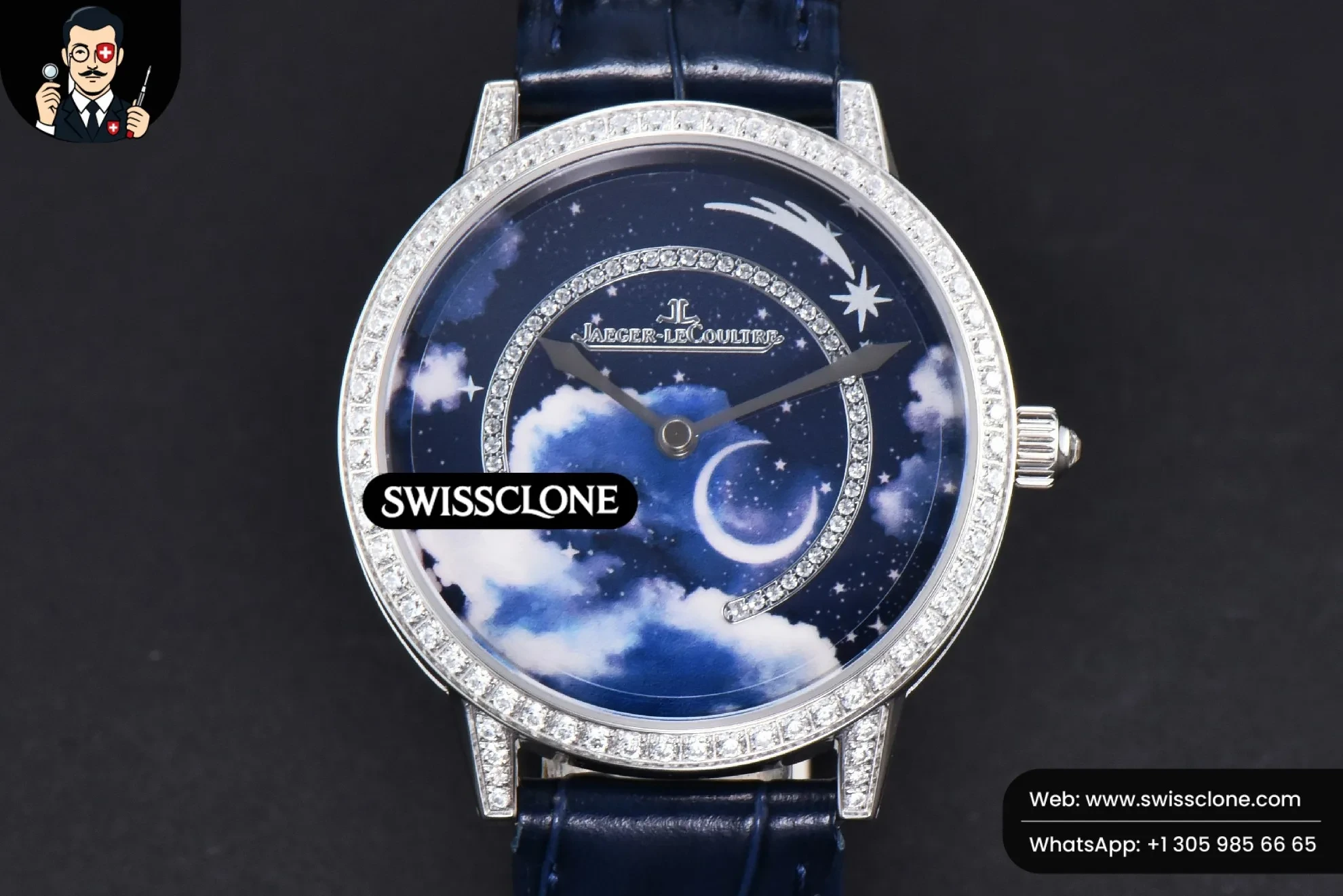 Jaeger-LeCoultre Rendez-Vous 36mm KZF Diamond Sky Blue Dial Blue Leather 9015