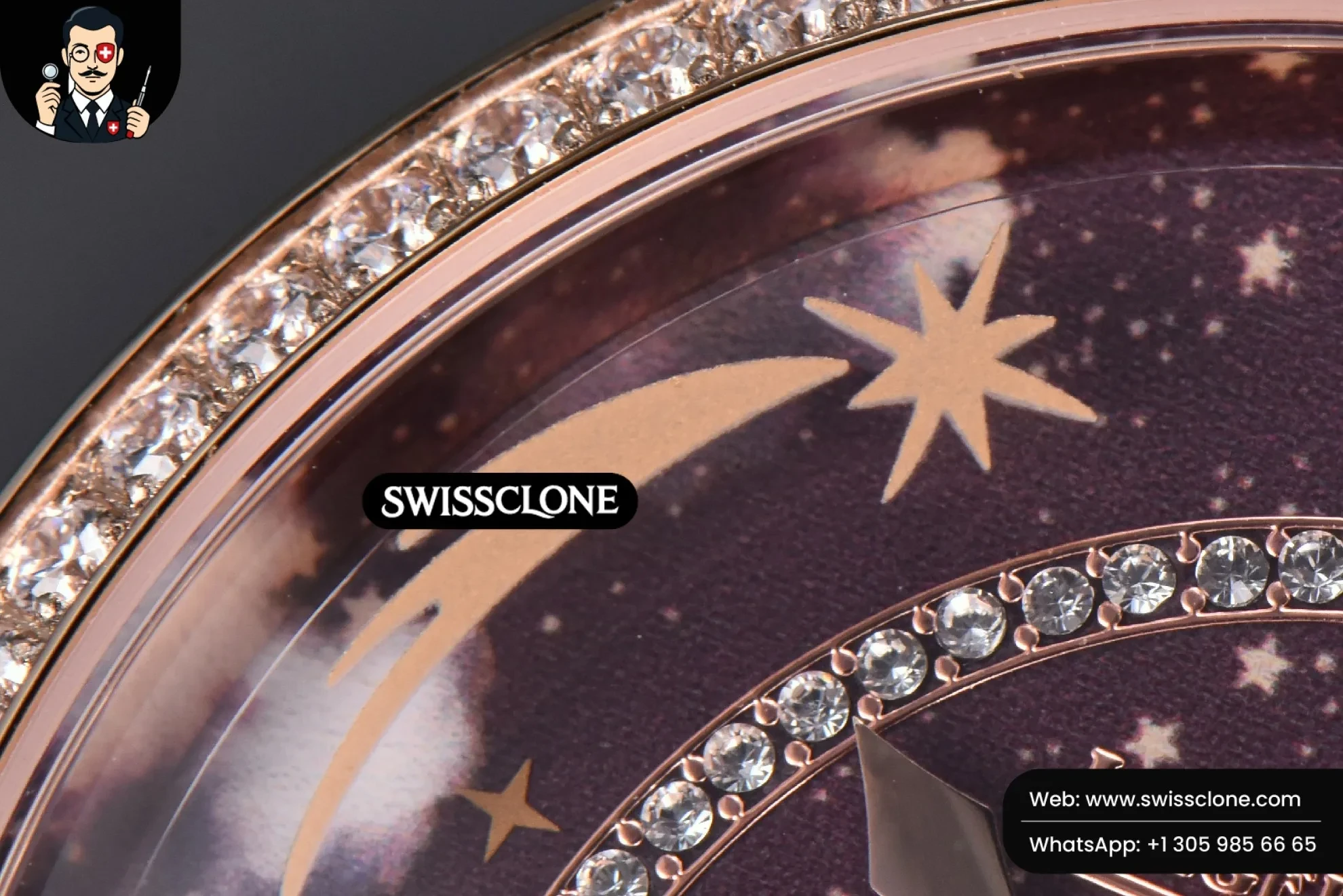 Rolex Jaeger LeCoultre Rendez Vous 36mm KZF Diamond Sky Brown Dial Brown Leather 9015 1:1 Super Clone - Lateral Case Thickness Profile