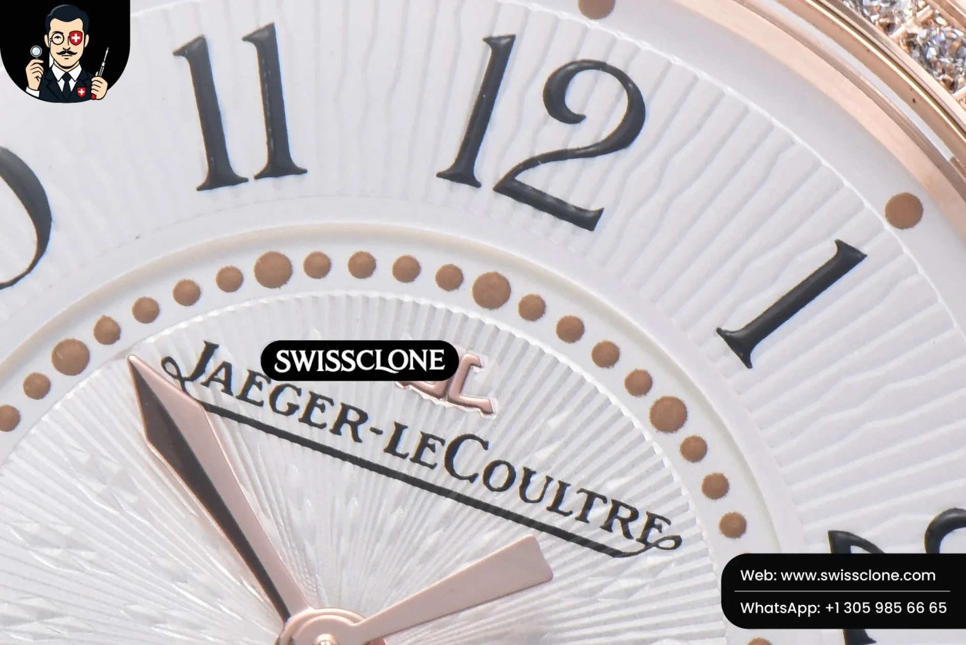 Rolex Jaeger LeCoultre Rendez Vous Night & Day 34mm Diamond White Textured Dial Black Leather 1:1 Super Clone - On-Wrist Presence View