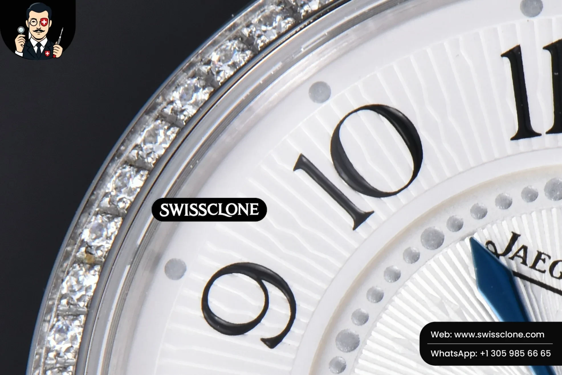 Rolex Jaeger LeCoultre Rendez Vous Night & Day 34mm Diamond White Textured Dial Blue Leather 1:1 Super Clone - Clasp & Bracelet Finishing