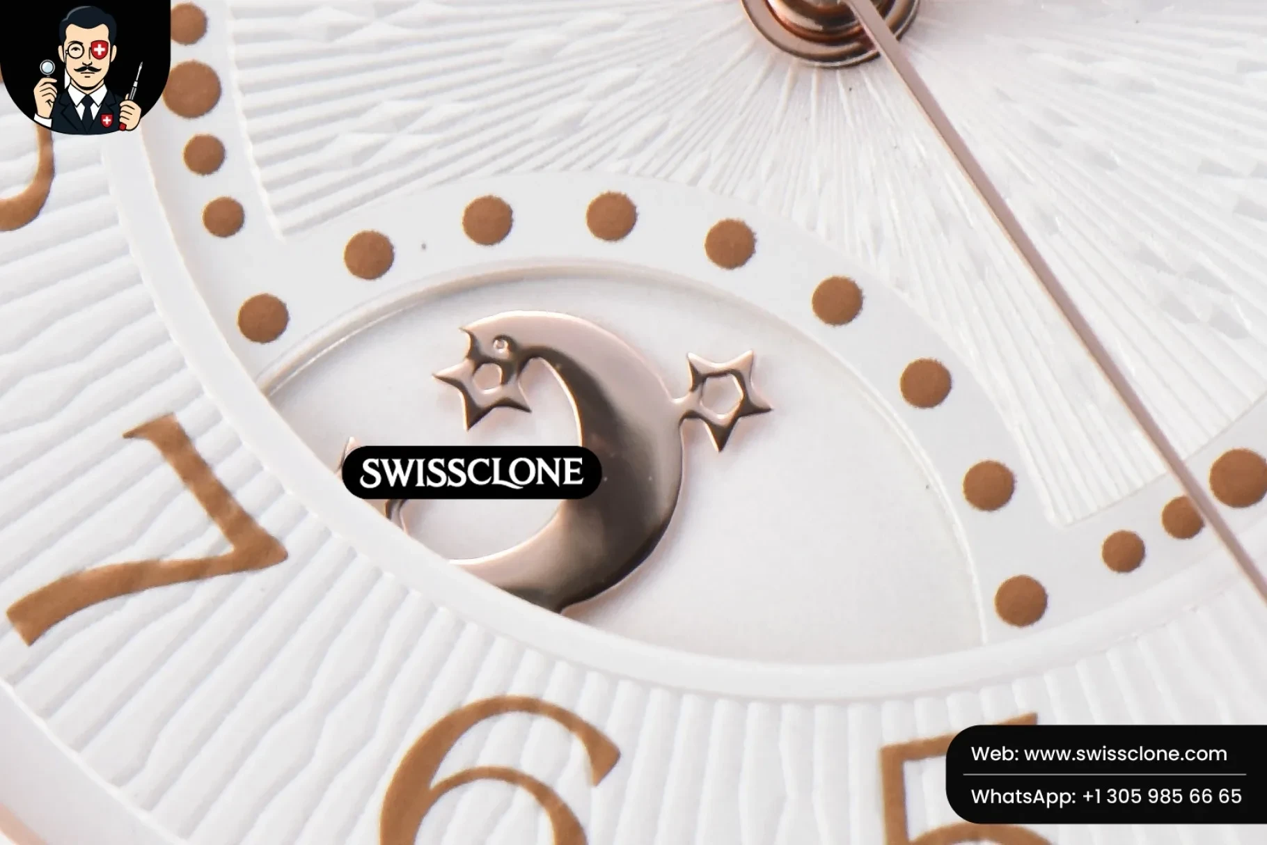 Rolex Jaeger LeCoultre Rendez Vous Night & Day 34mm Diamond White Textured Dial Brown Leather 1:1 Super Clone - Lateral Case Thickness Profile